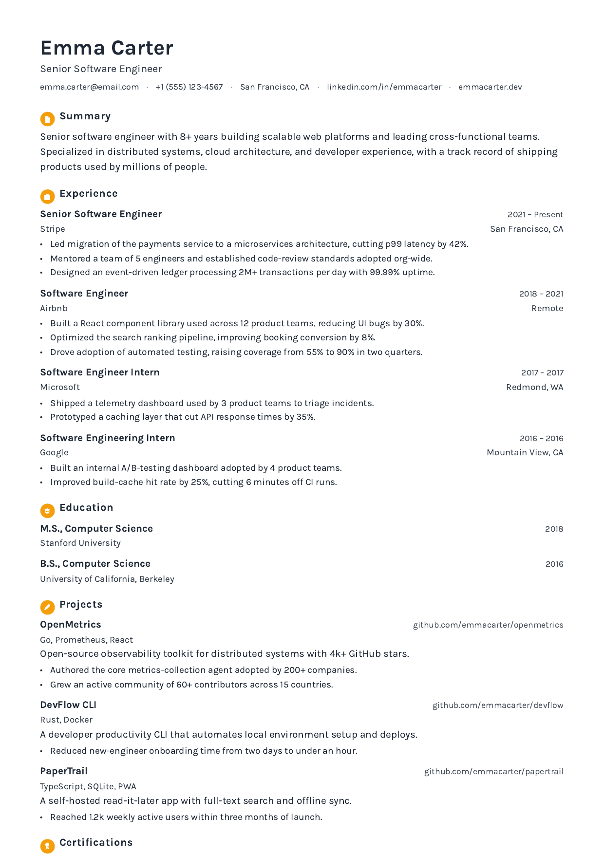 Amber Round resume template