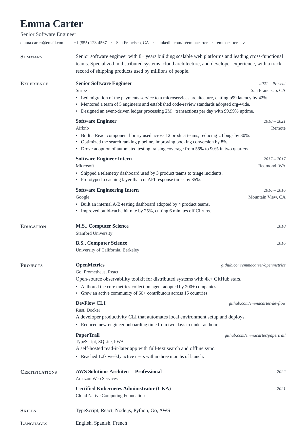 Annotated Brief resume template