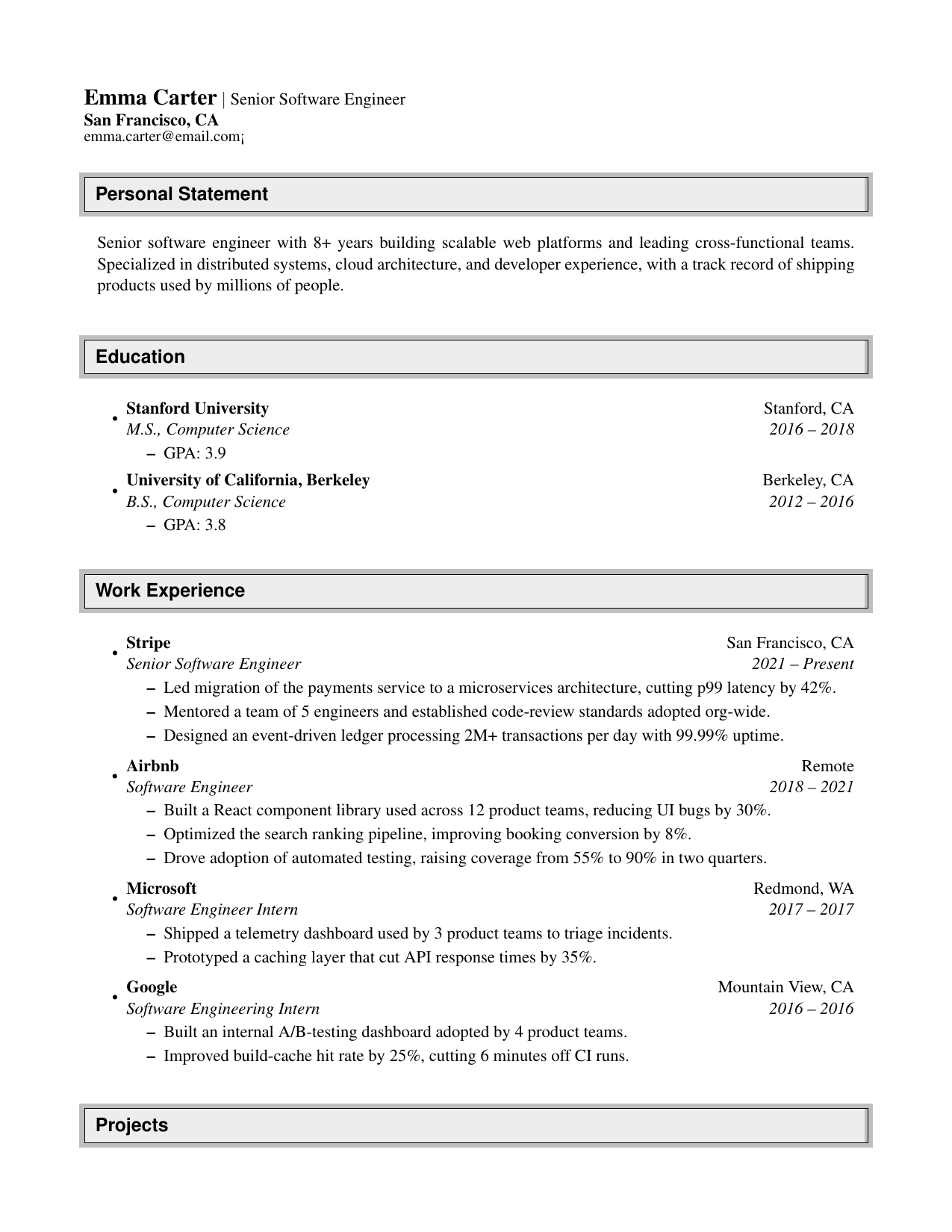 Product Manager resume template