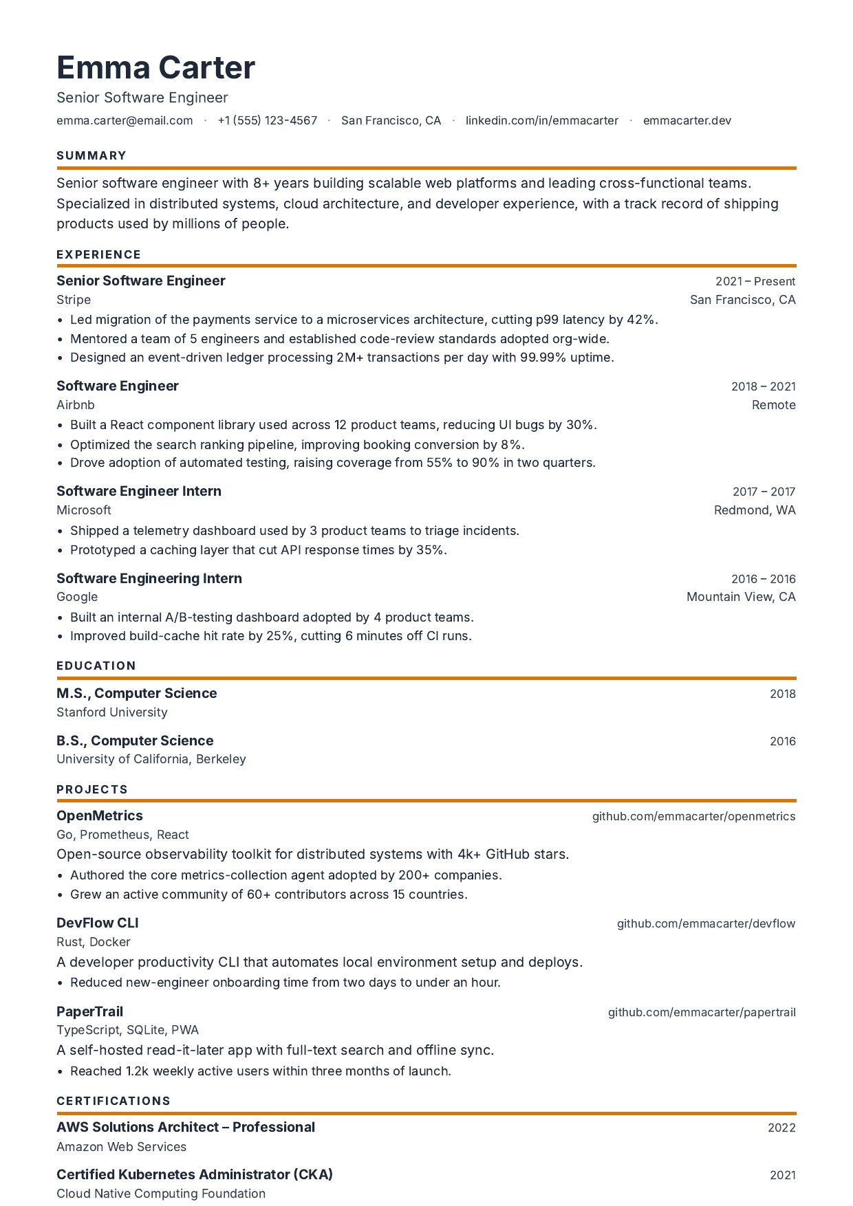 Arctic Sun resume template