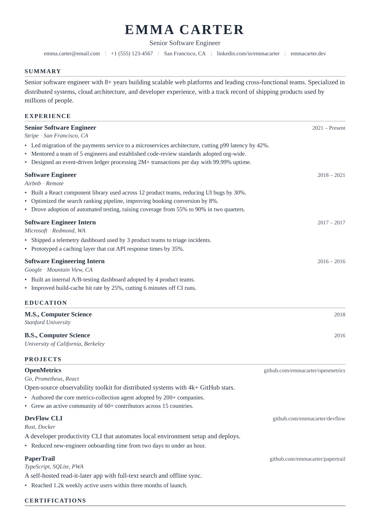 Barrister Row resume template