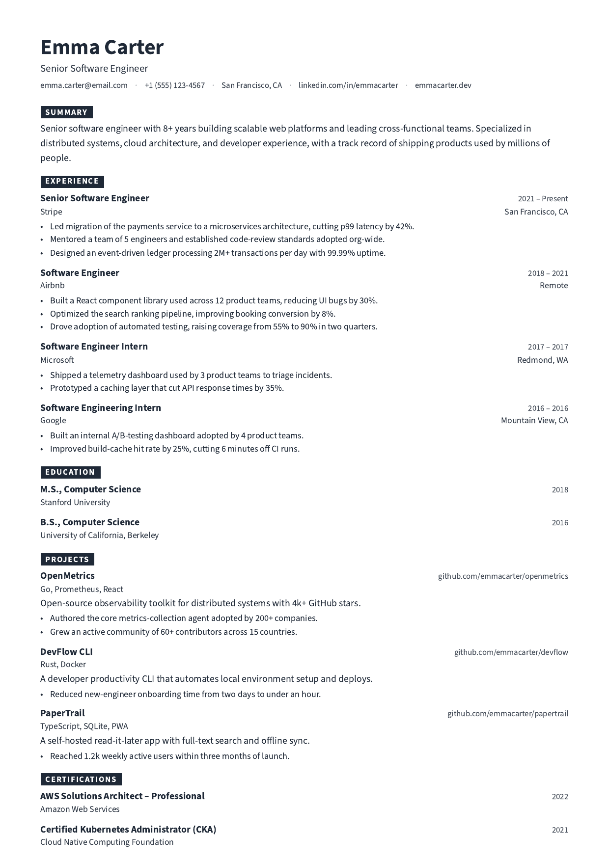 Blockprint resume template