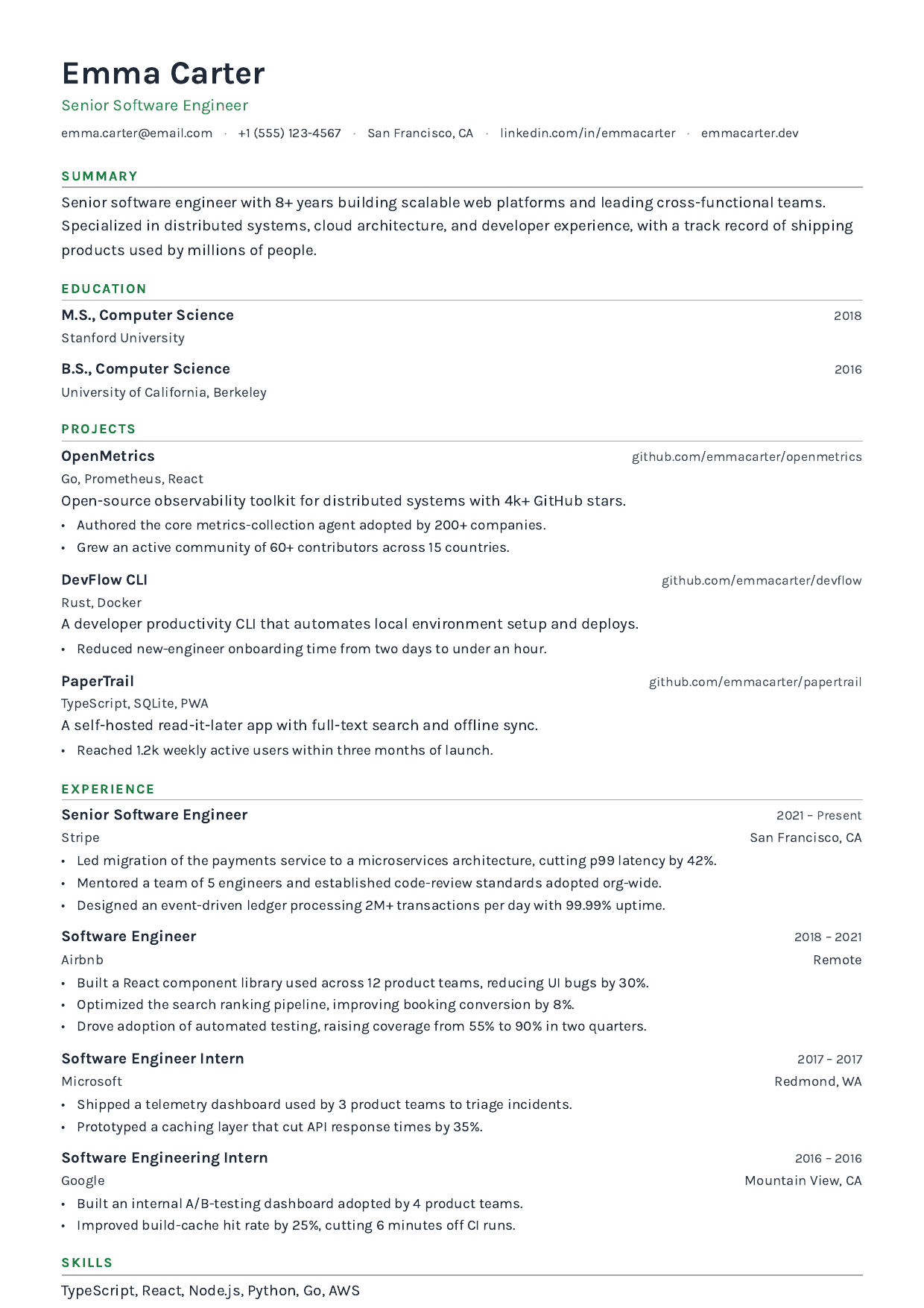 Campus Quad resume template