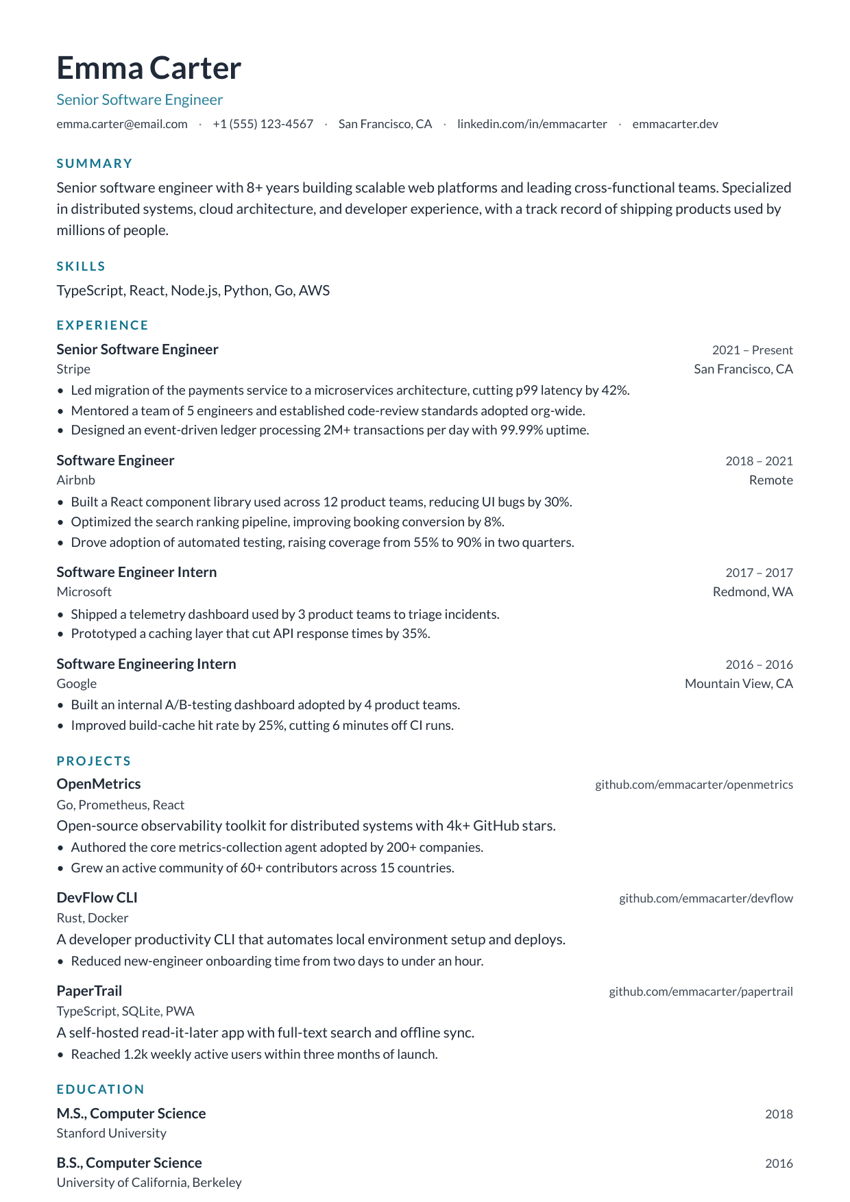 Cerulean Sketch resume template