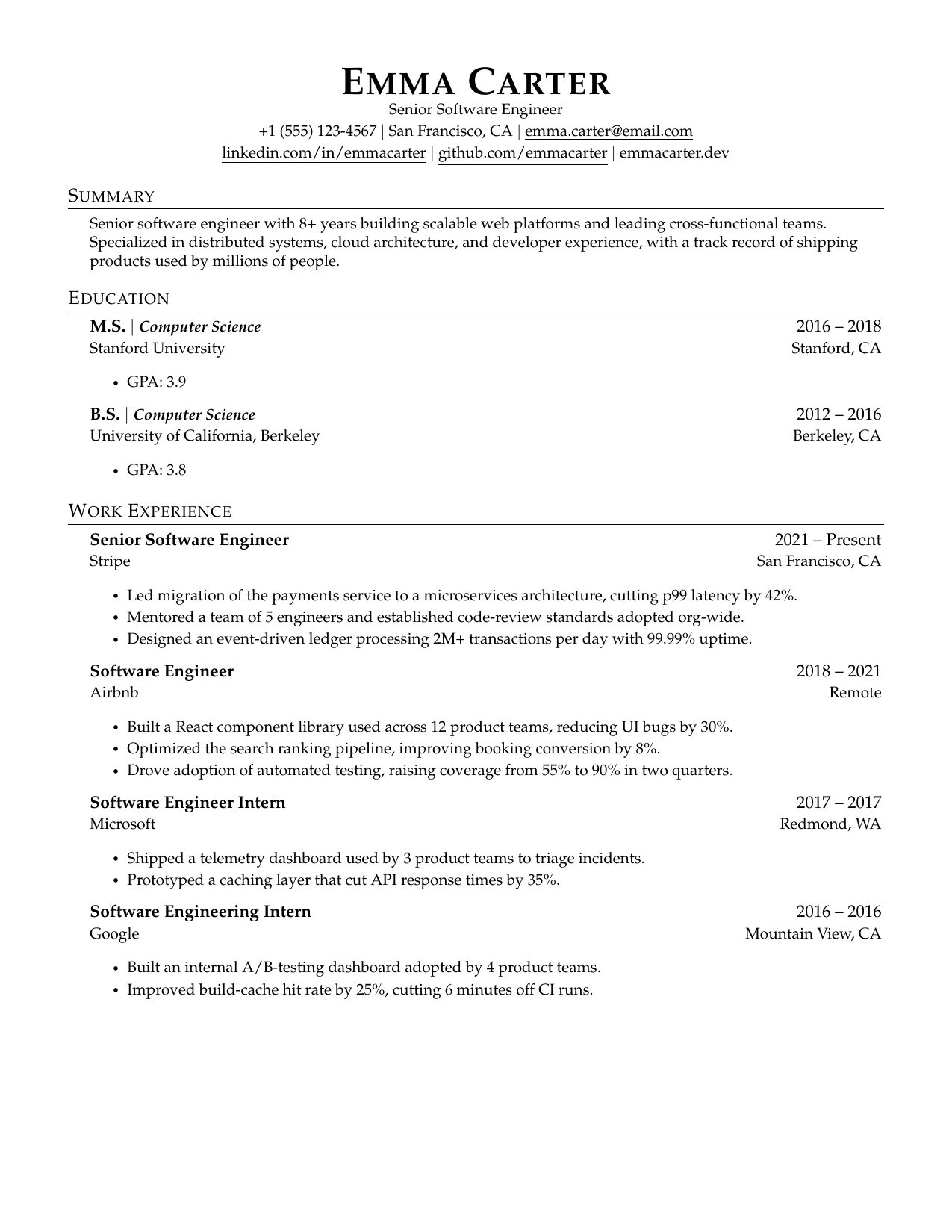 Investment Banking resume template