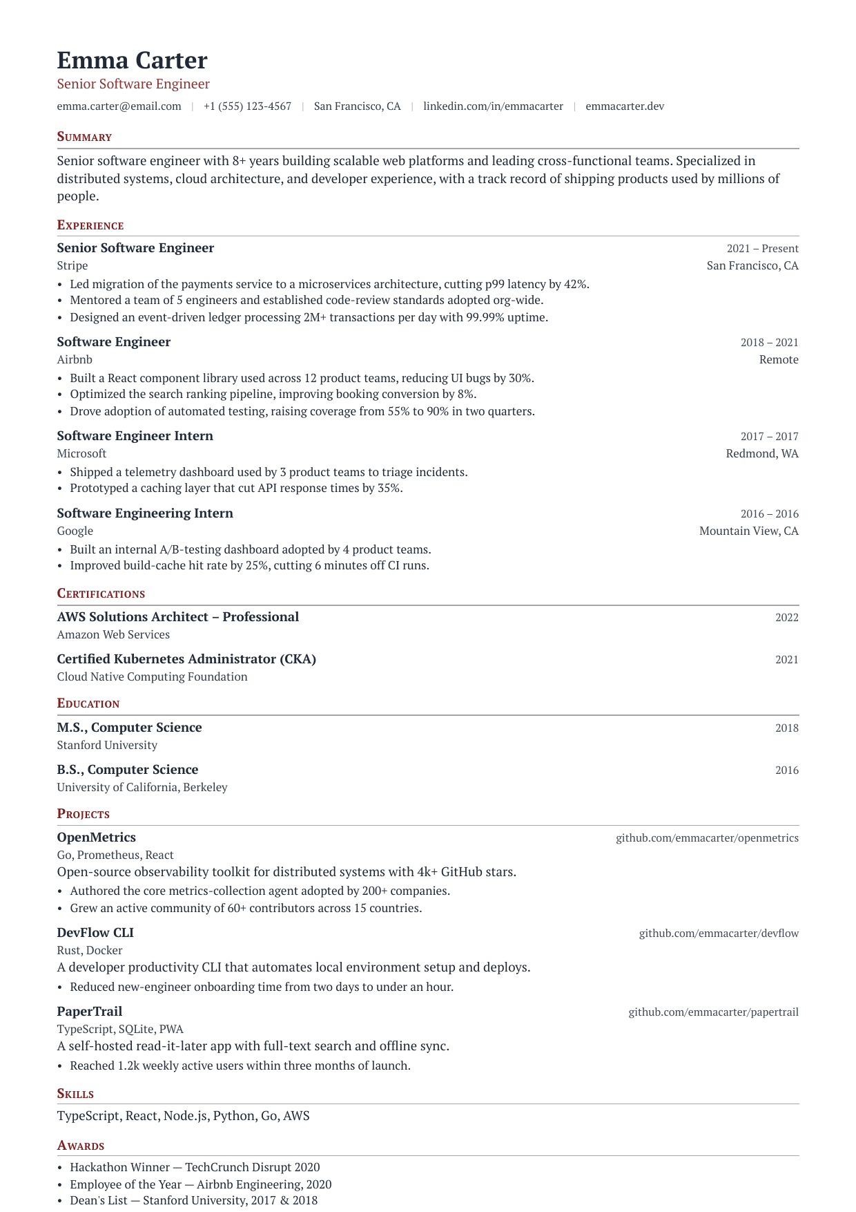 Chart Review resume template
