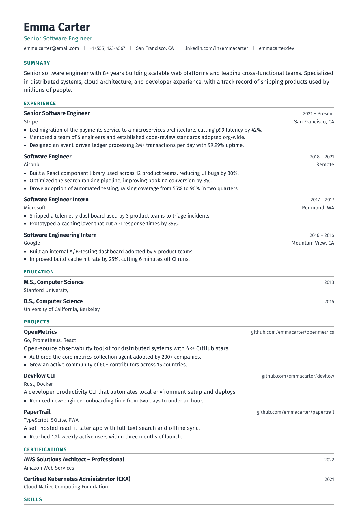 Circuit North resume template