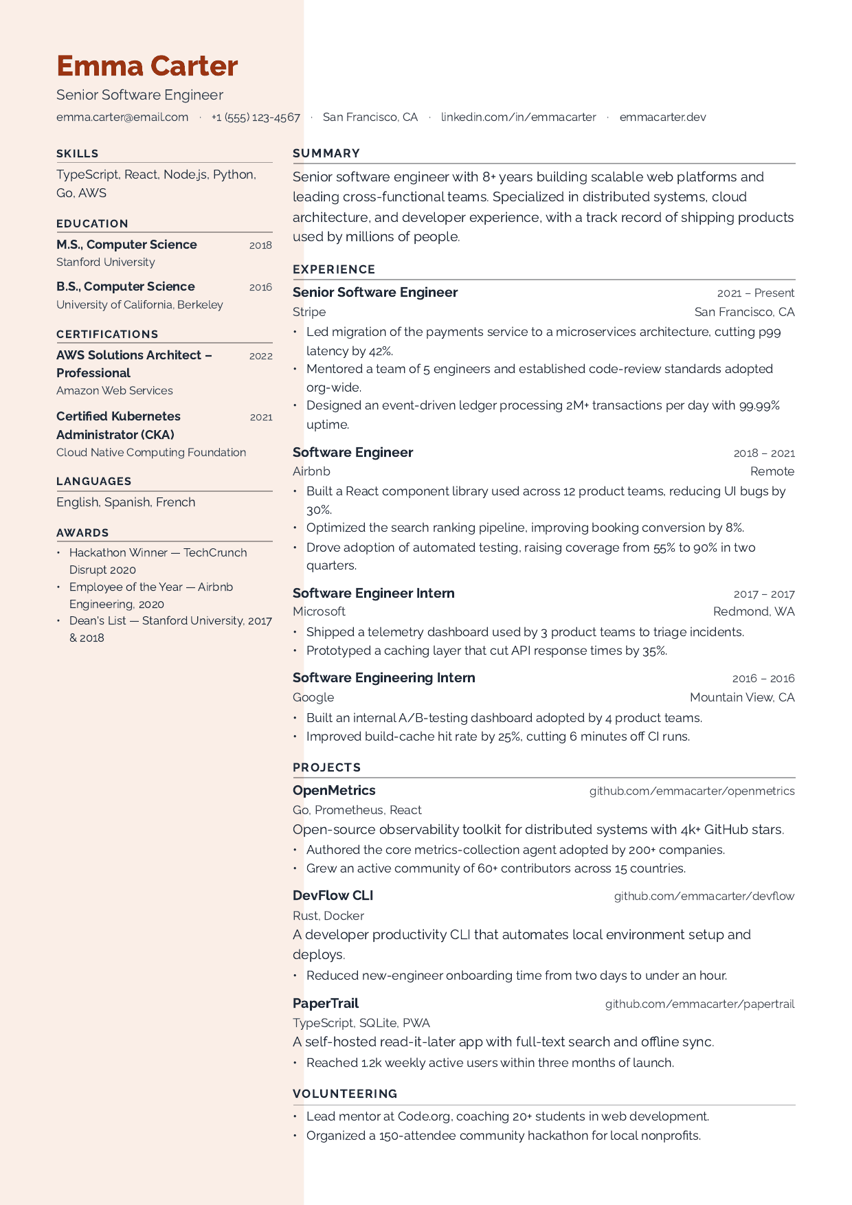 Clay Studio resume template