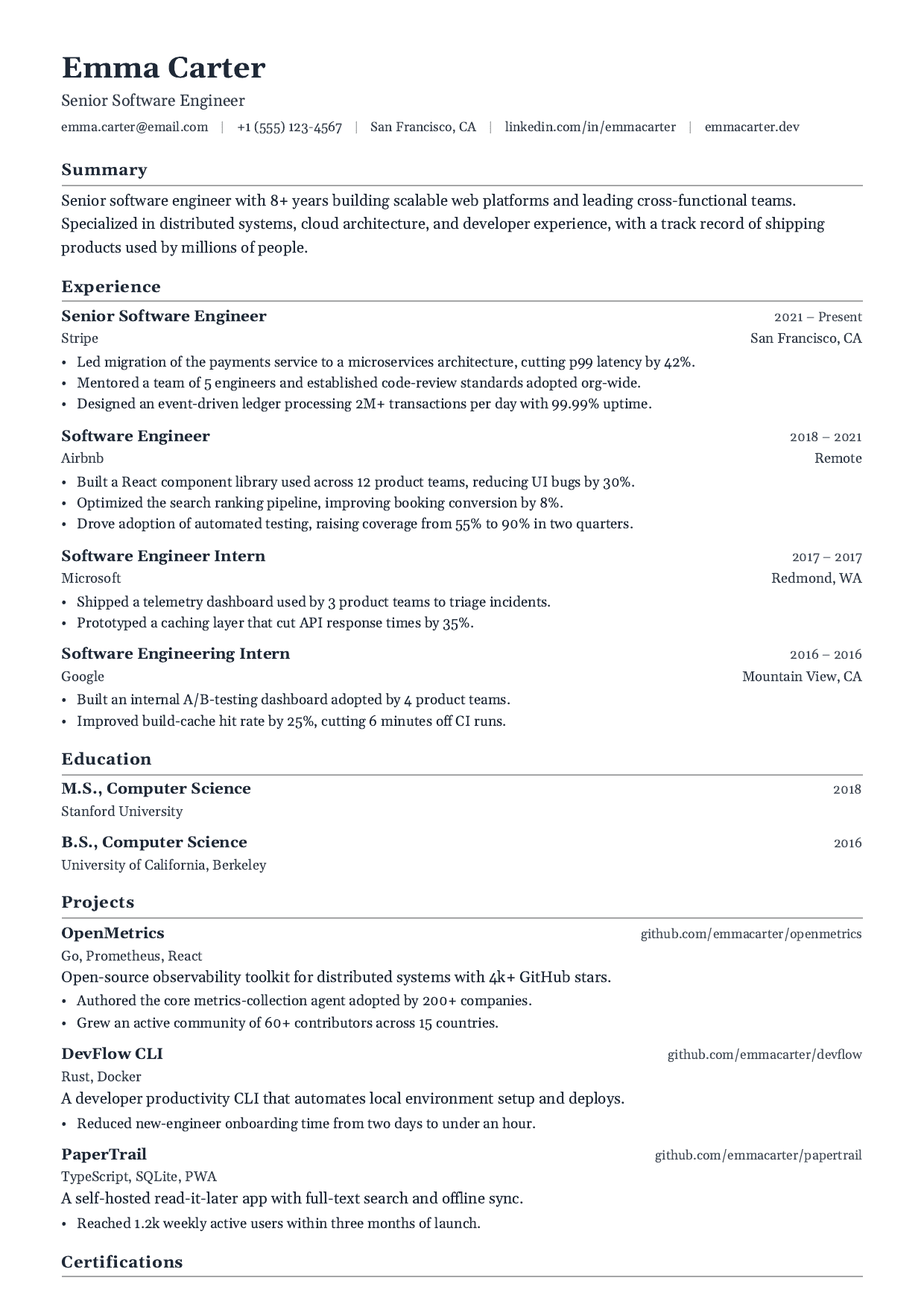 Clerk Classic resume template