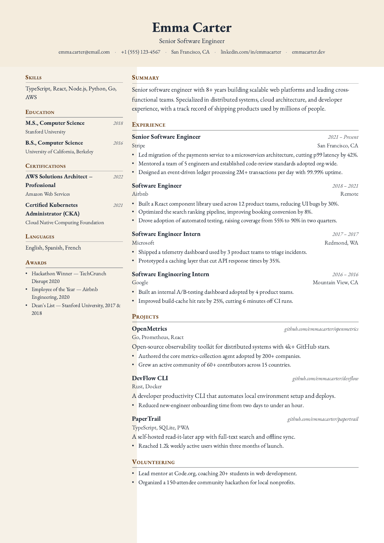 Cloister resume template