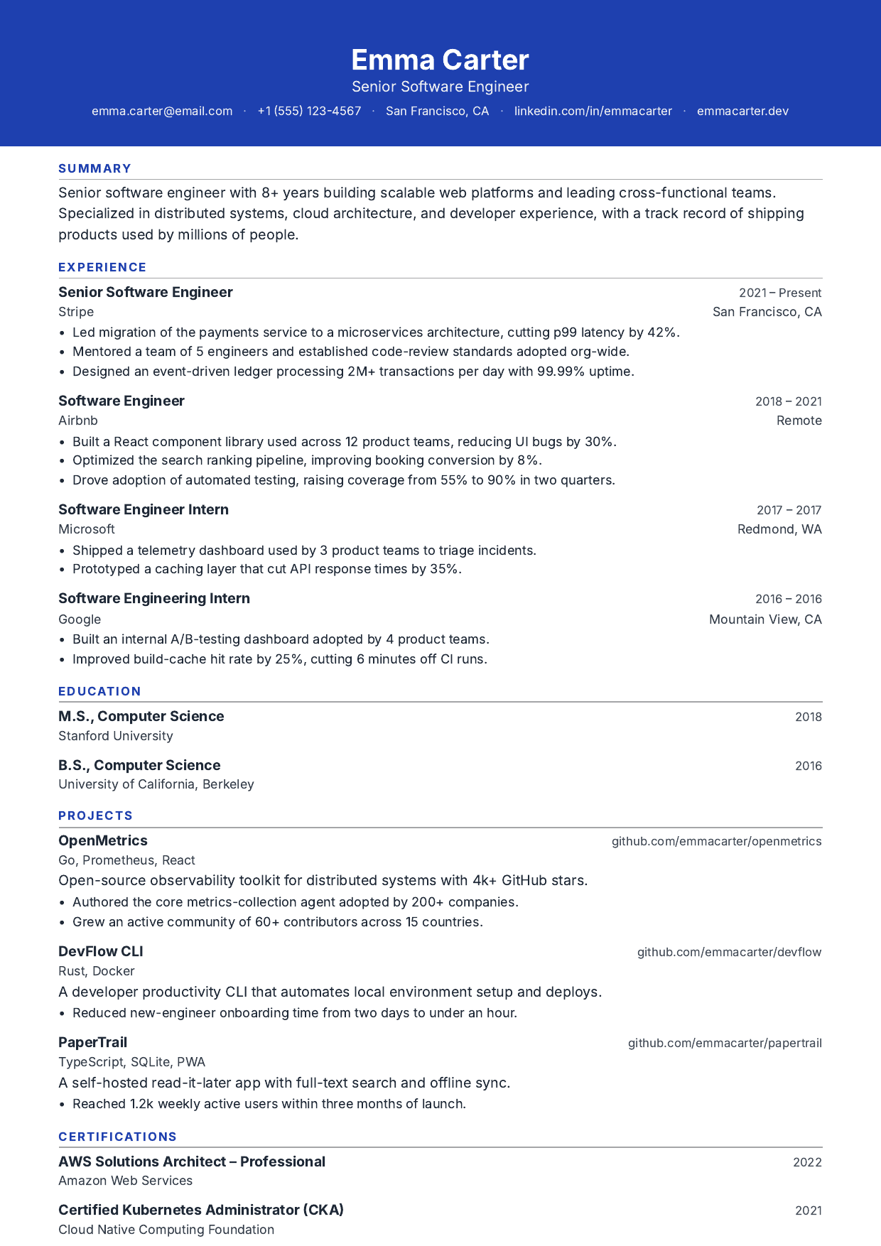 Cobalt Court resume template