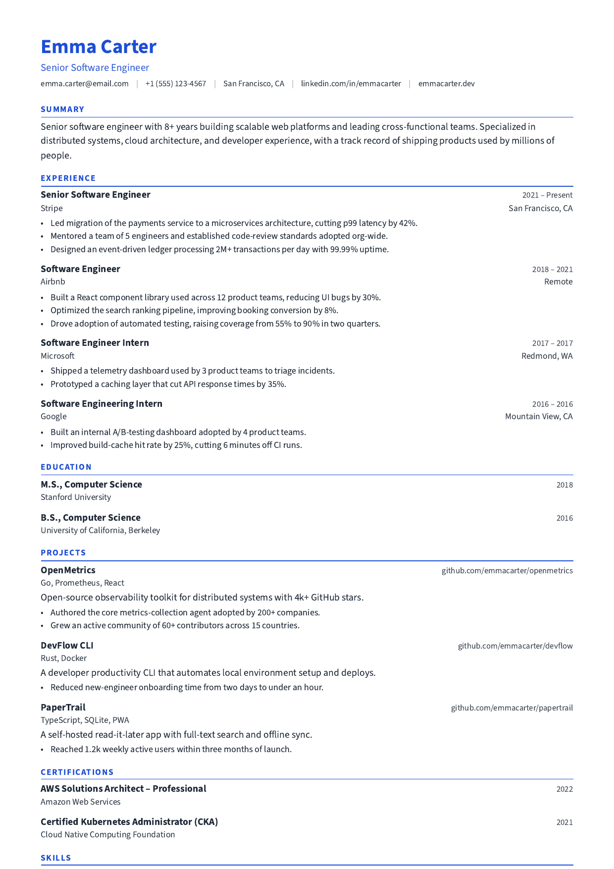 Cobalt Query resume template