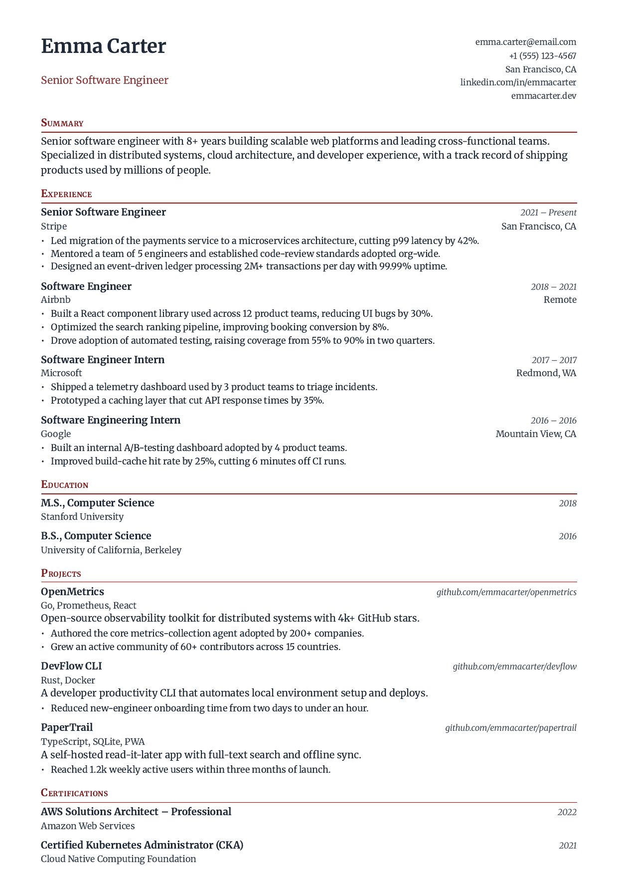 Controller's Note resume template