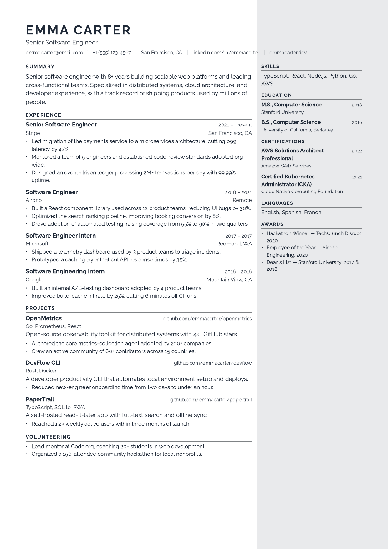 Counterweight resume template