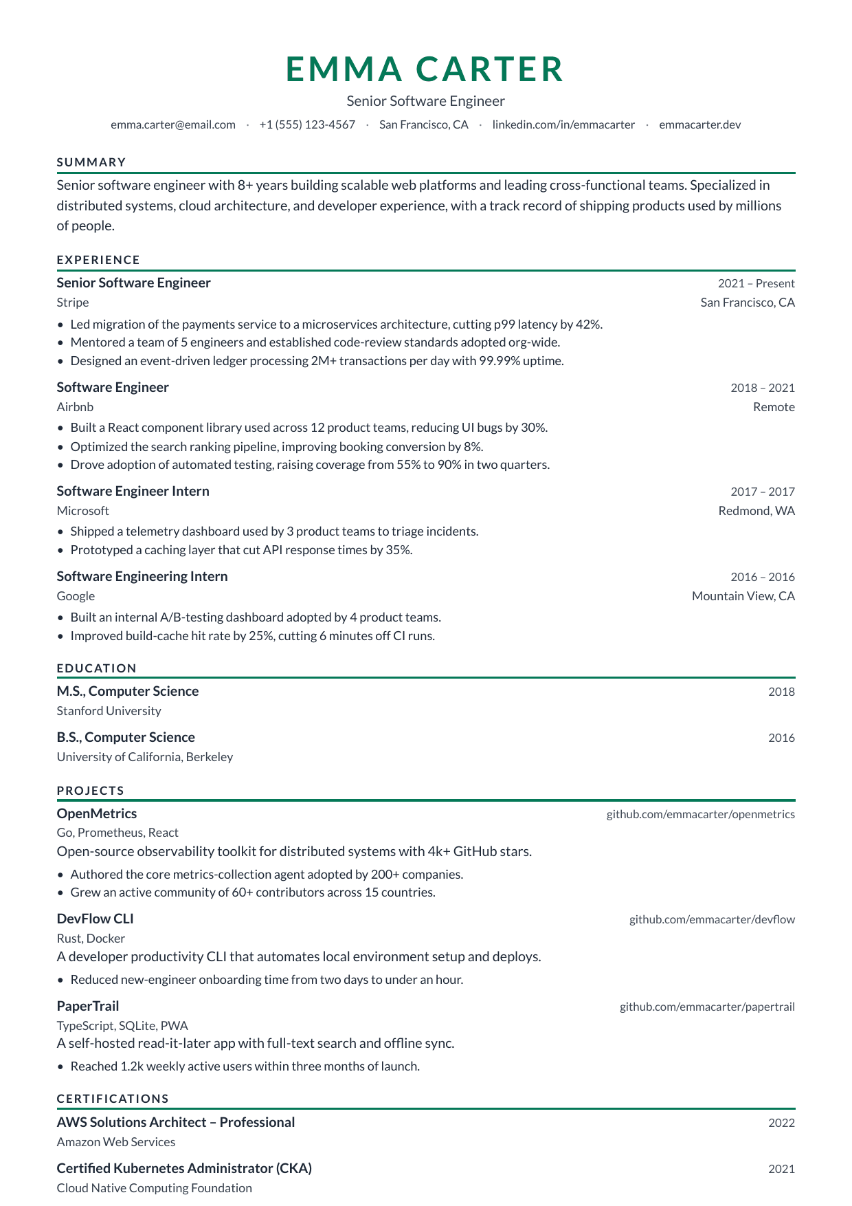 Cover Story resume template