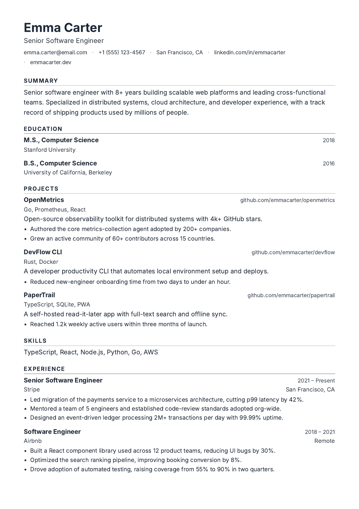 Day One resume template
