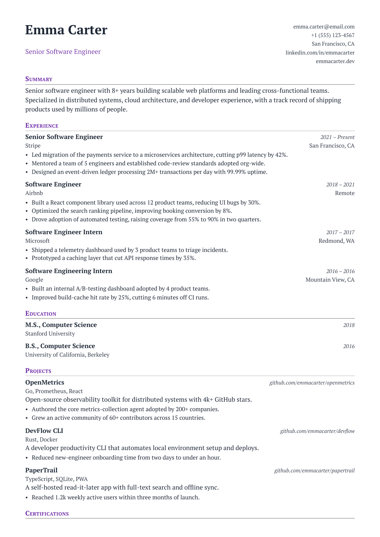 Dean's List resume template