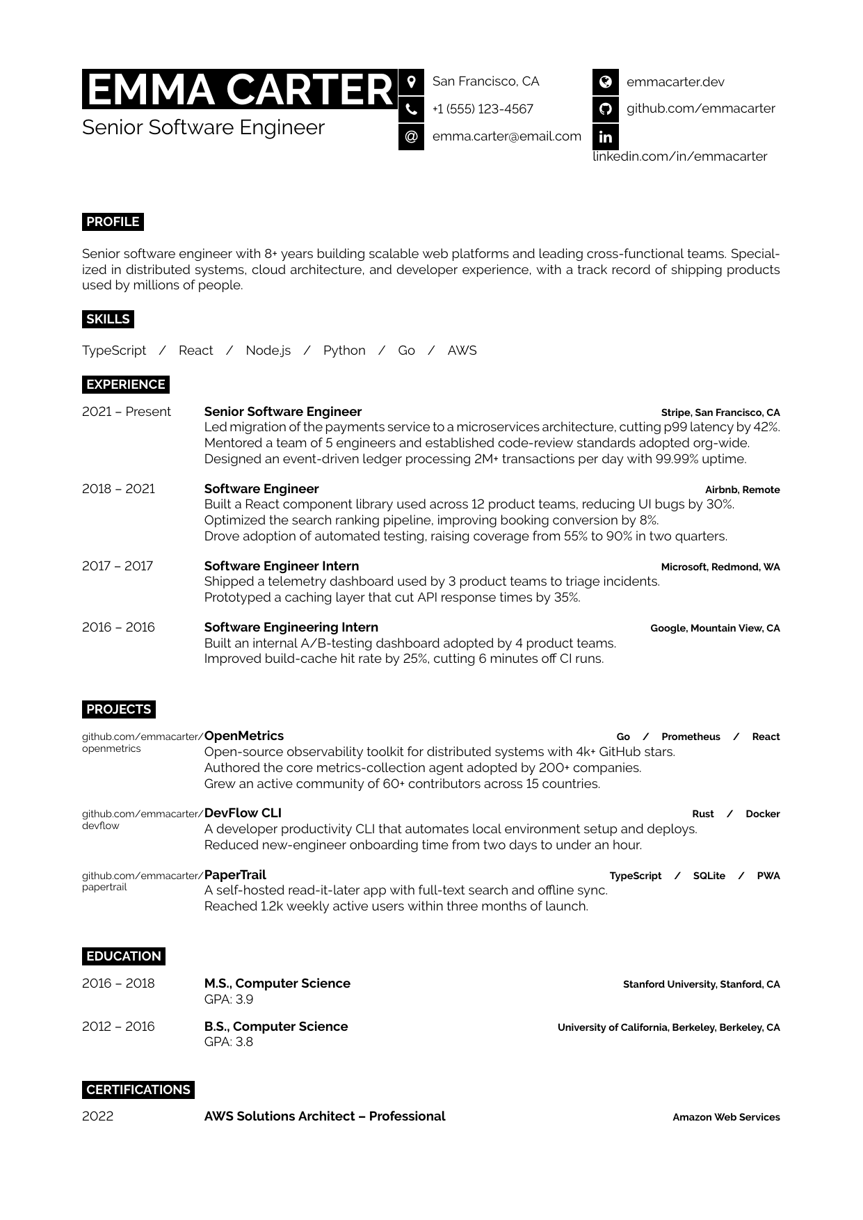 Associate Software Developer resume template