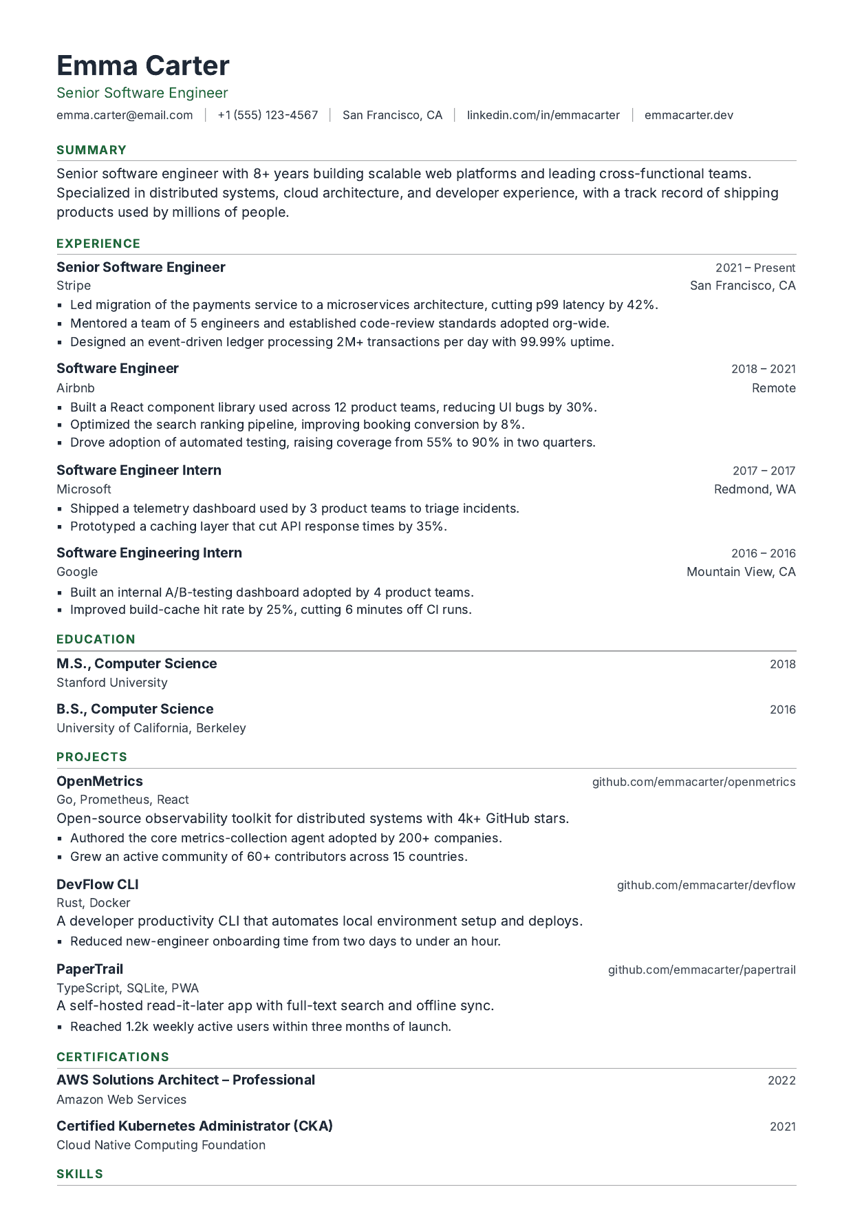 Diff View resume template