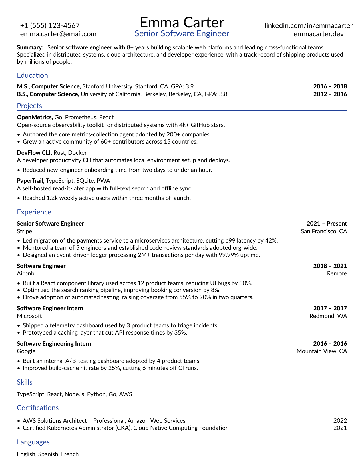 Store Manager resume template