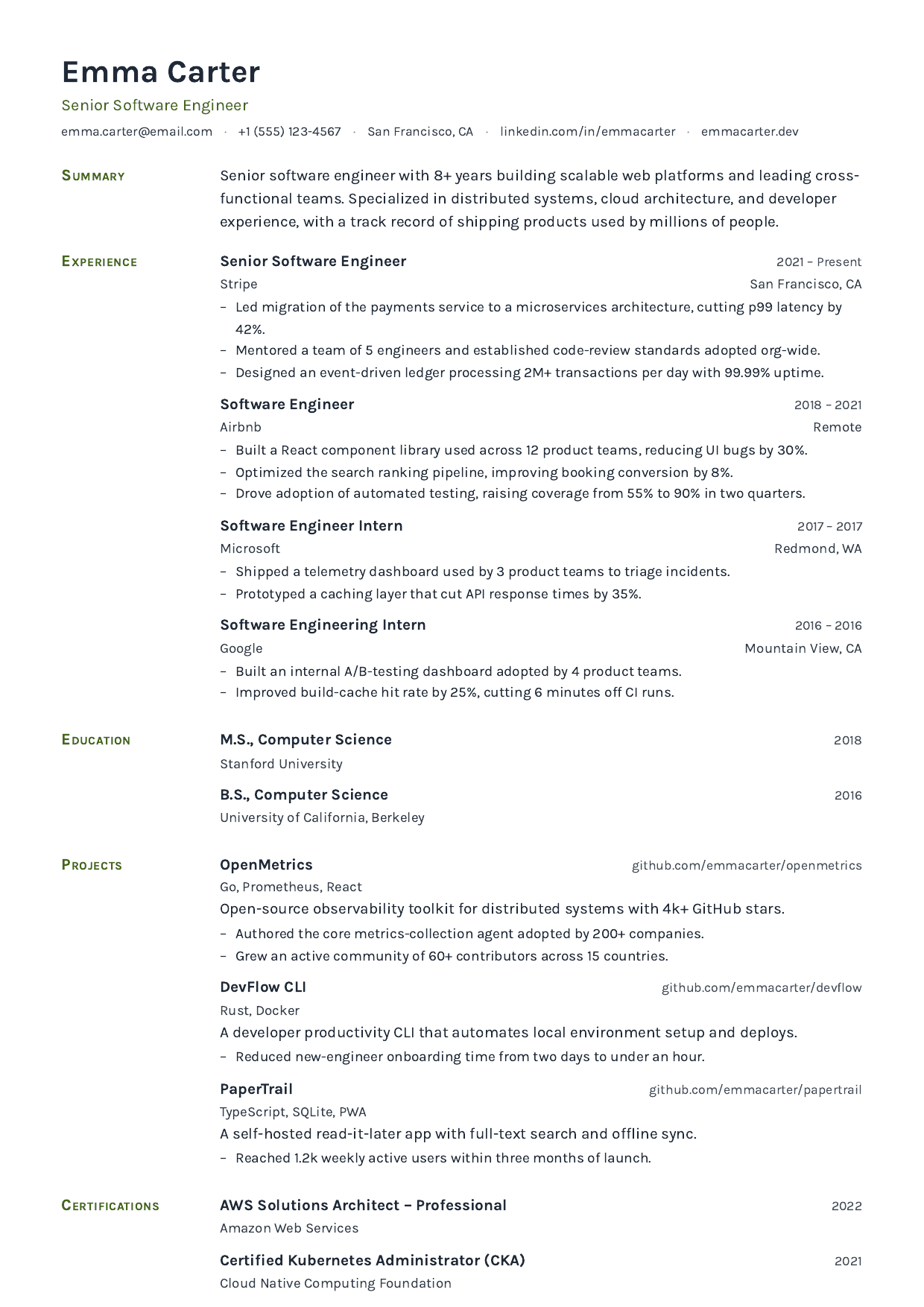 Field Notes resume template