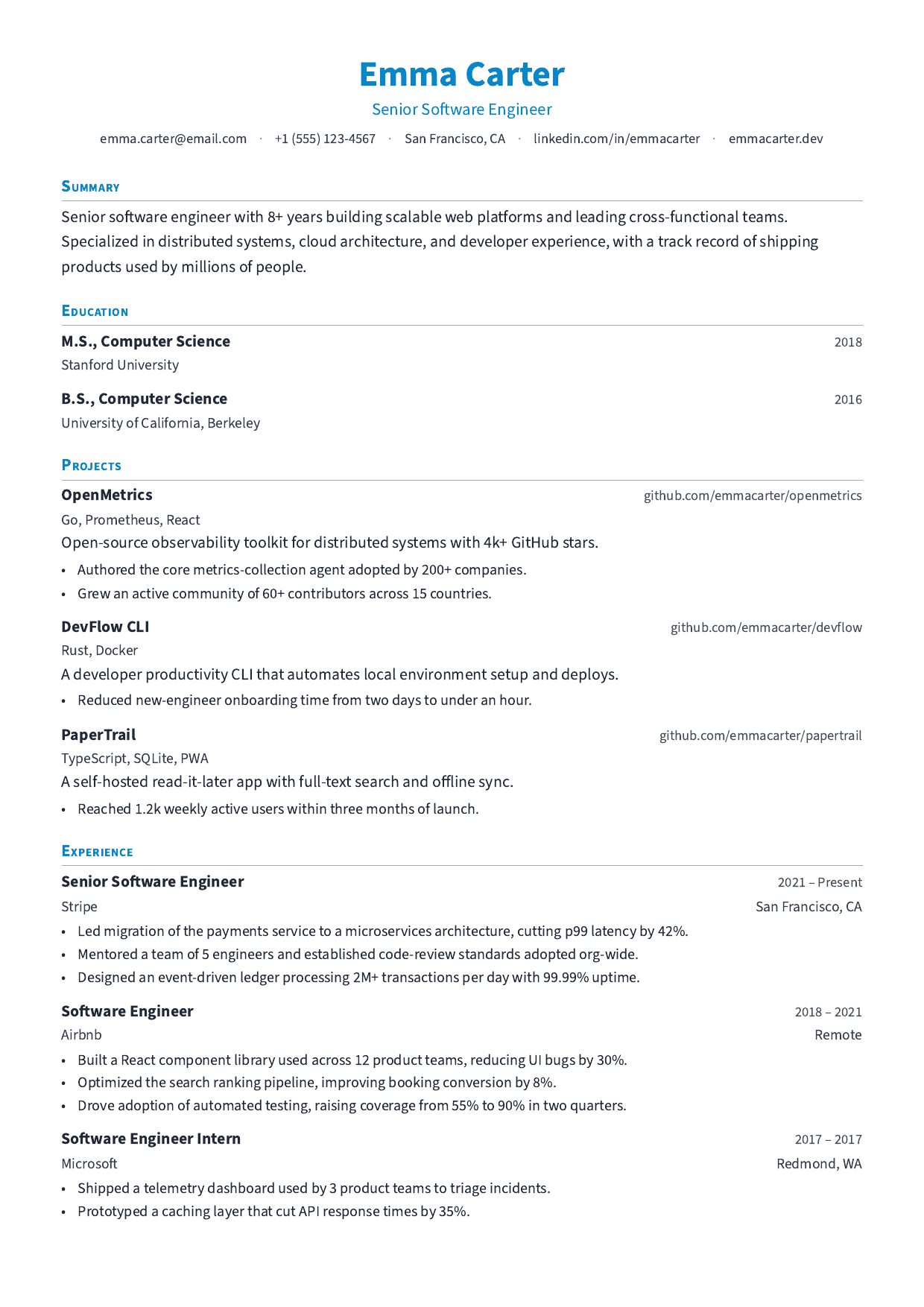 First Rung resume template