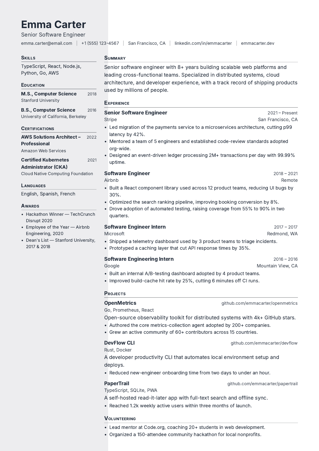 Fog Column resume template