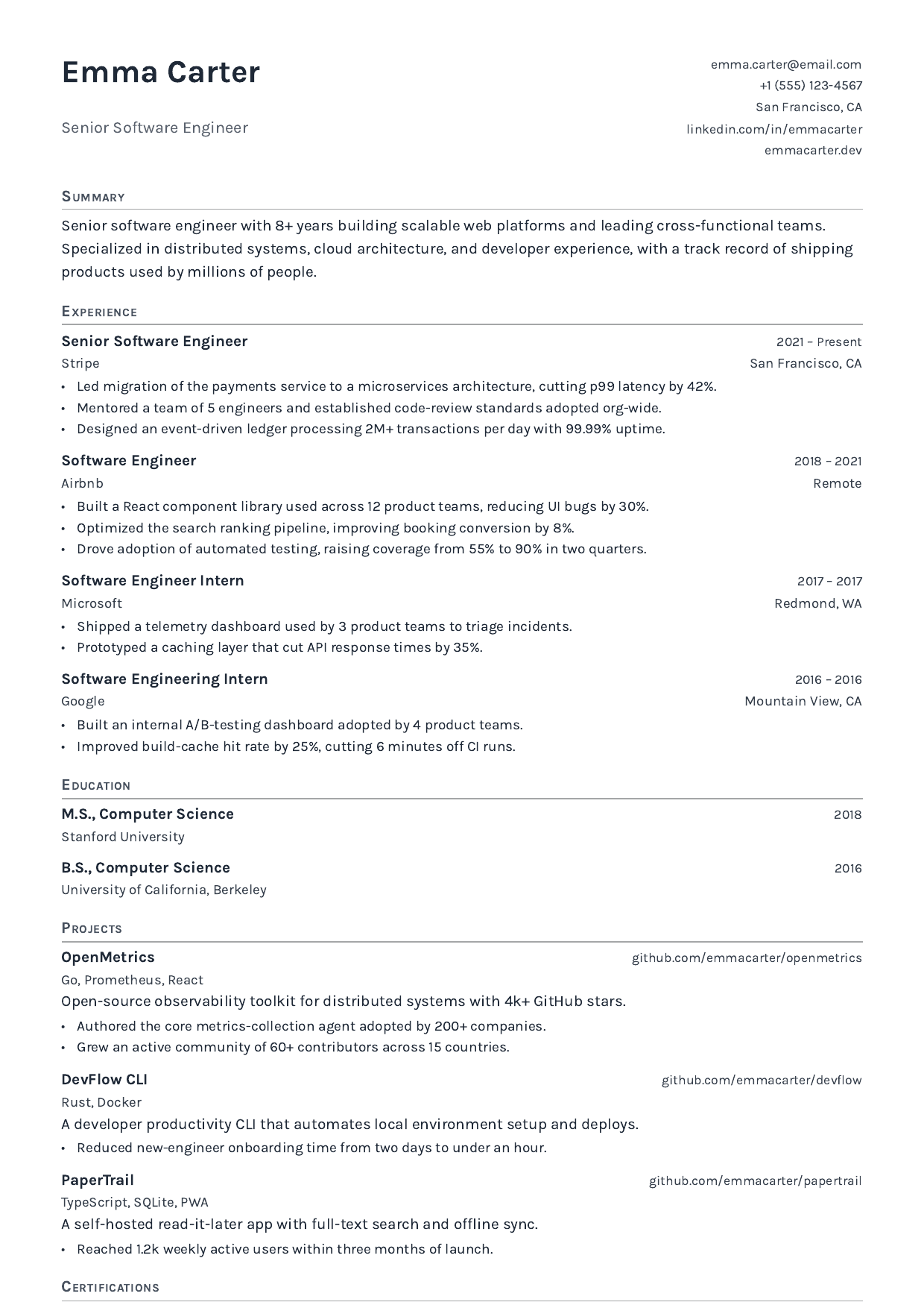 Front Office resume template