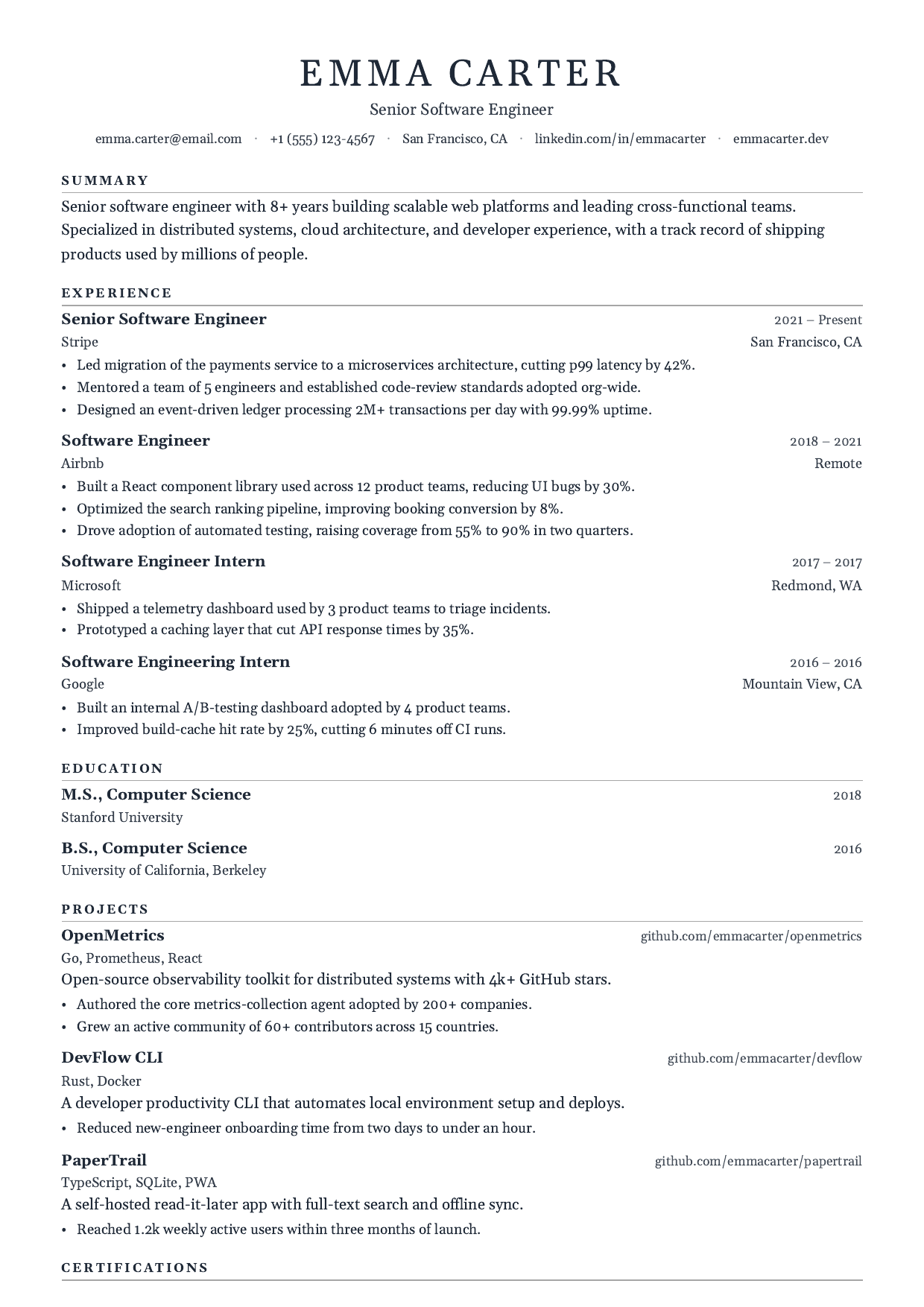 Gallery Caption resume template