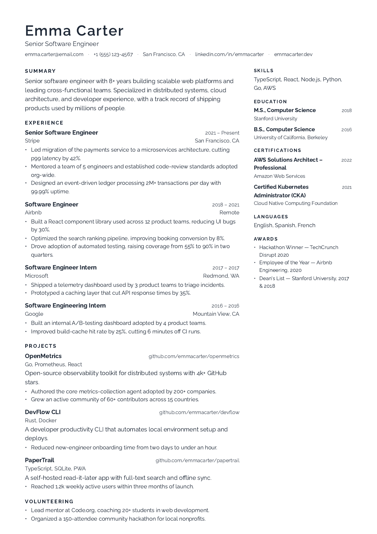 Gallery White resume template