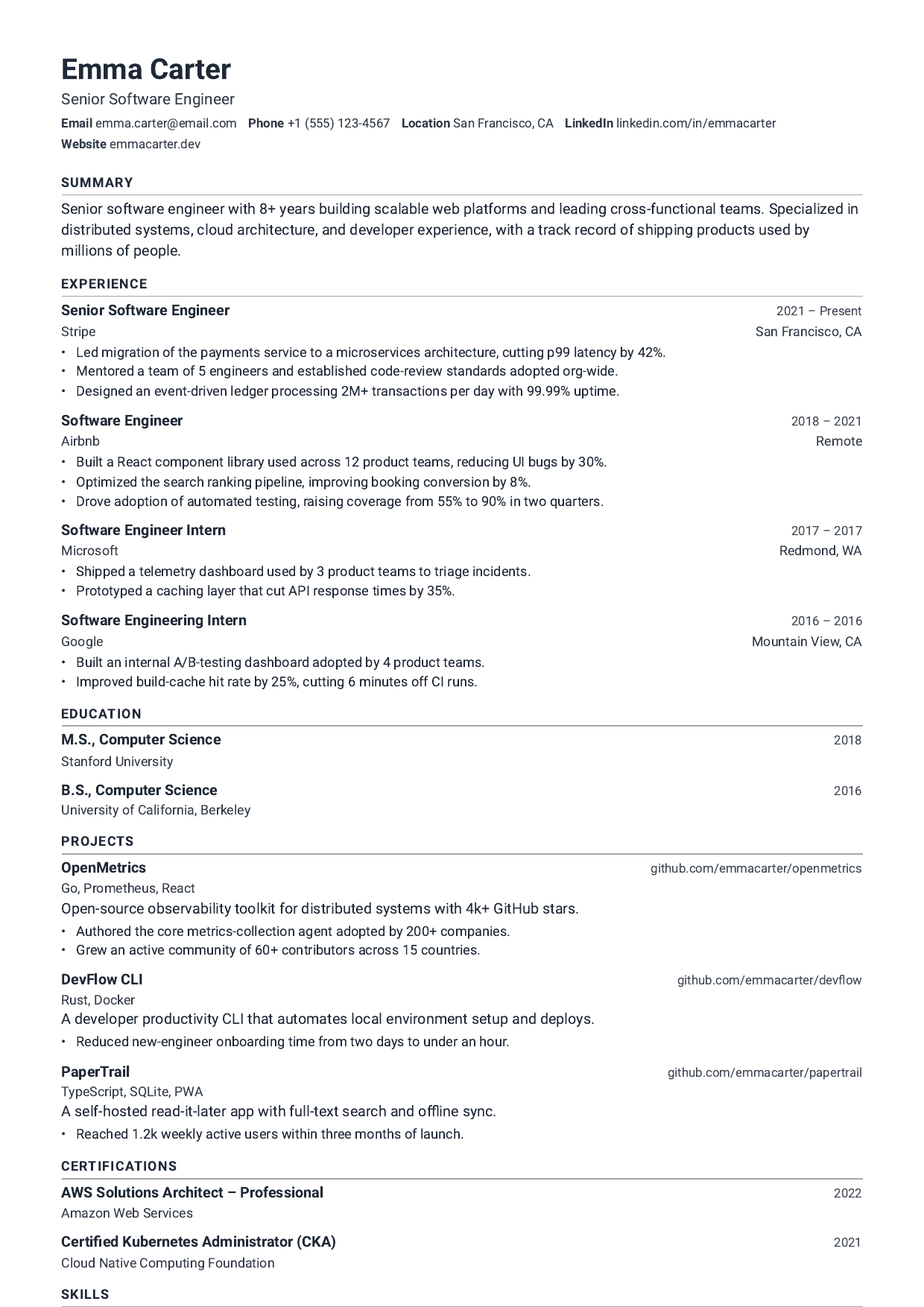 Gantry resume template