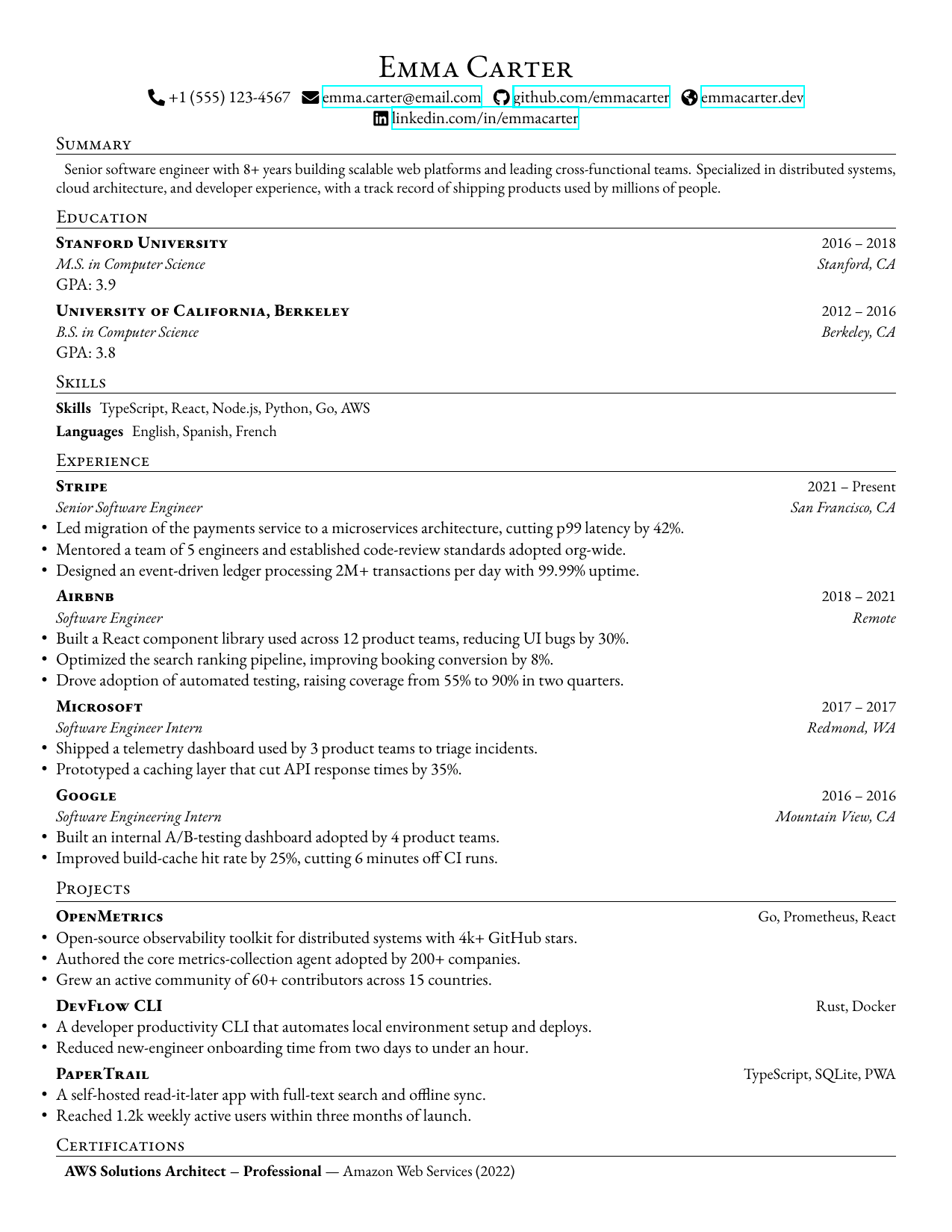 Teacher resume template