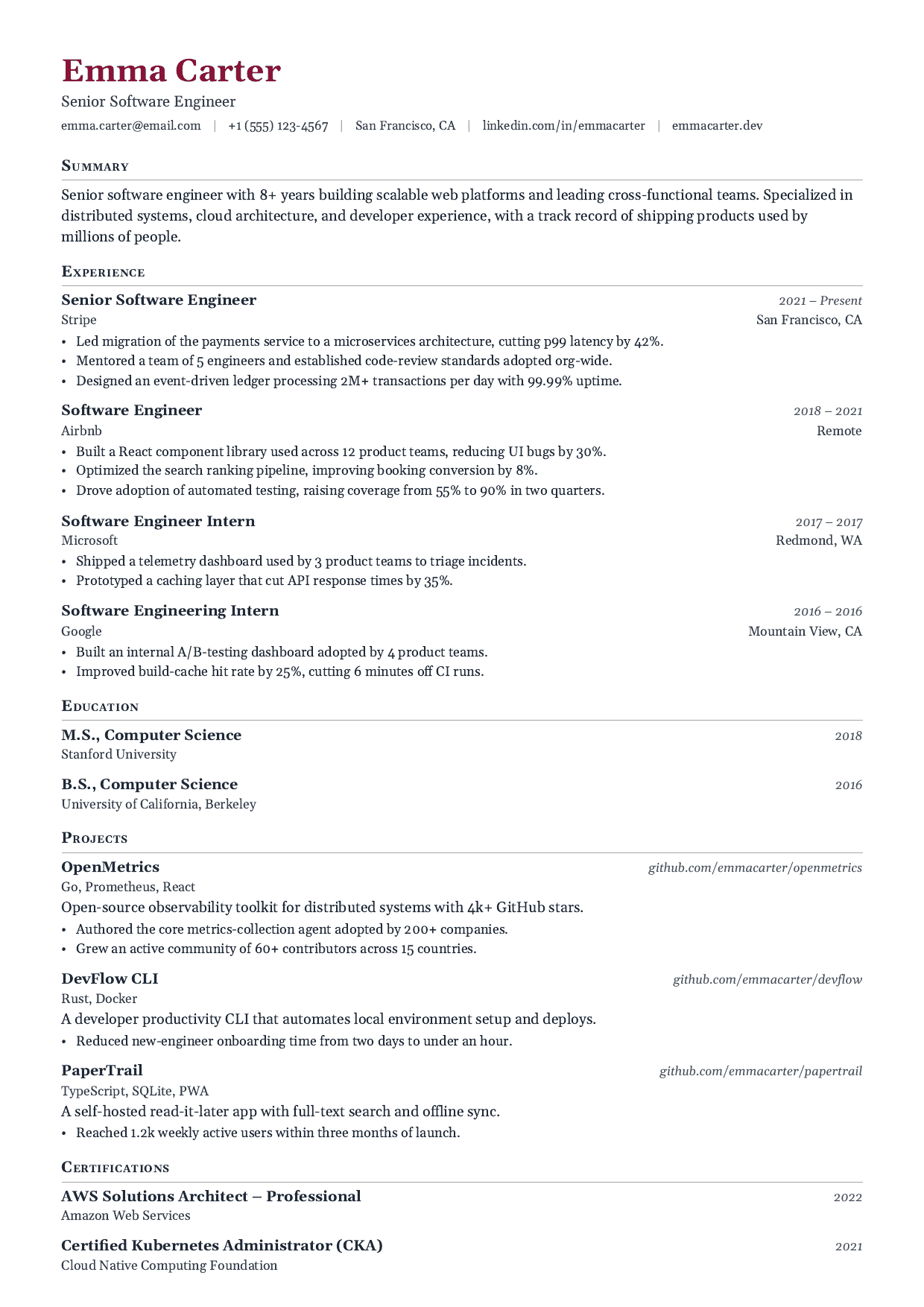 Gilt Frame resume template