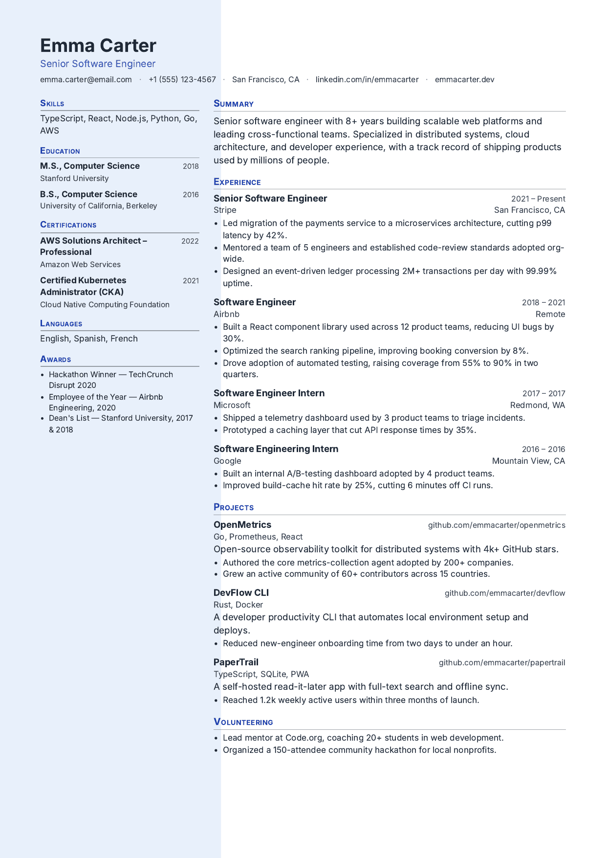 Glacier Report resume template