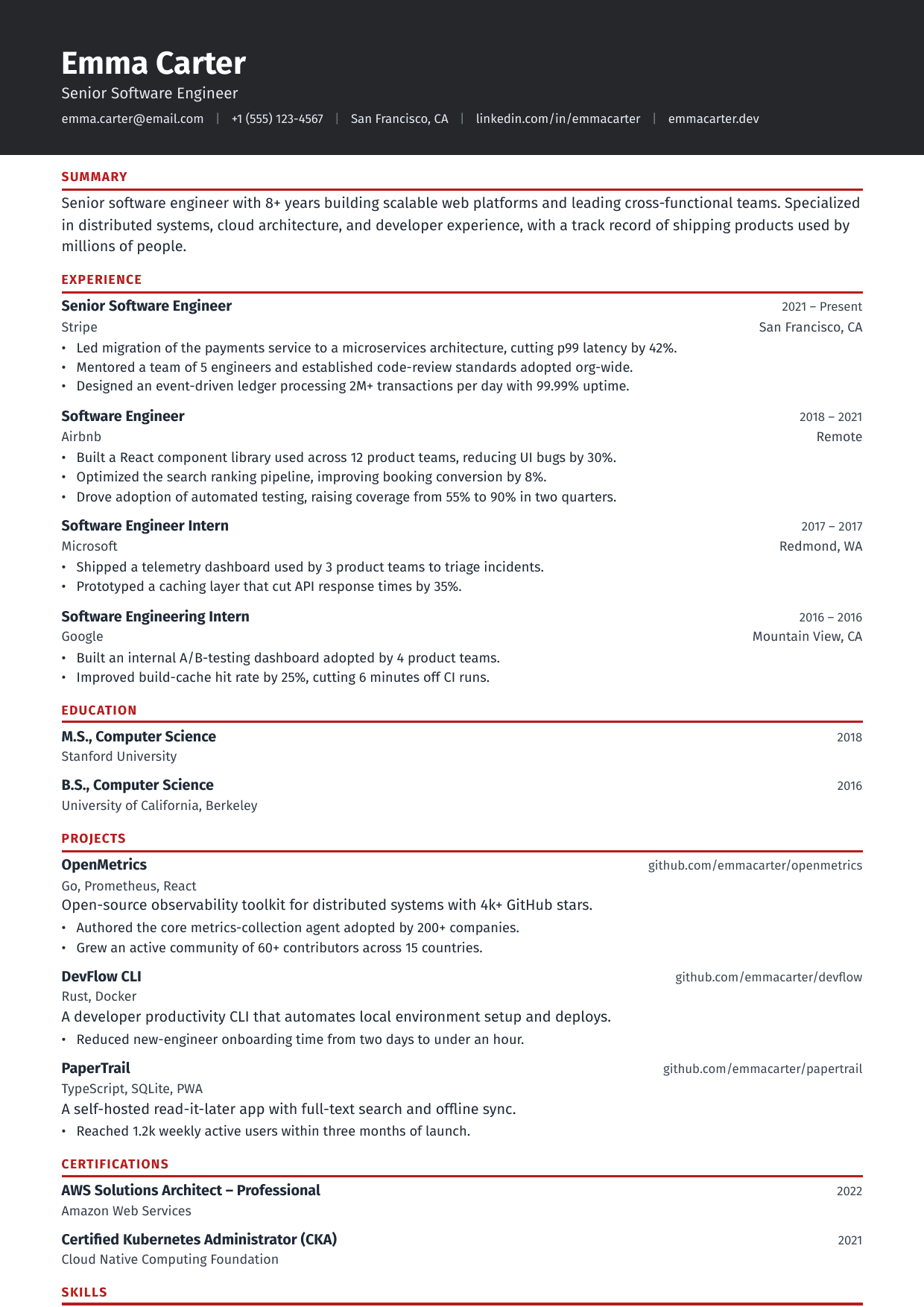 Graphite Board resume template