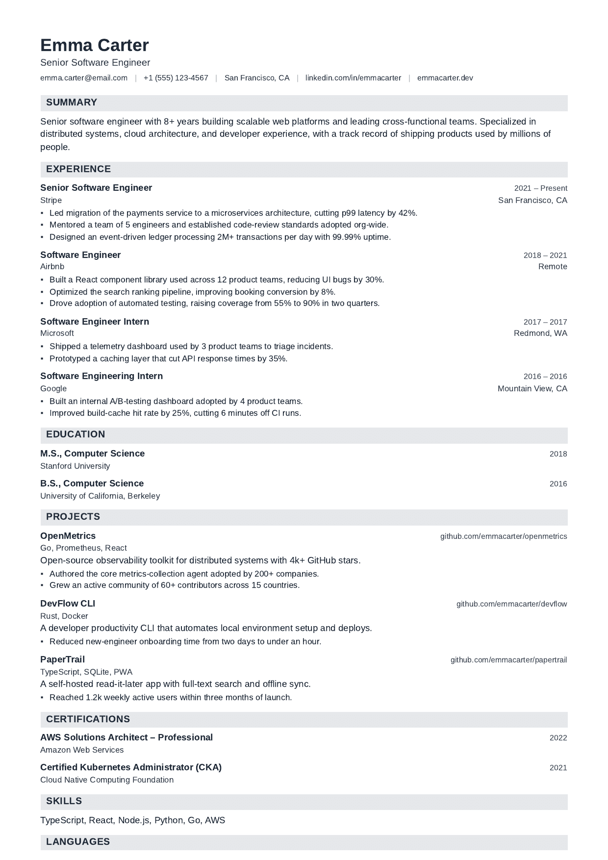 Gridlock resume template