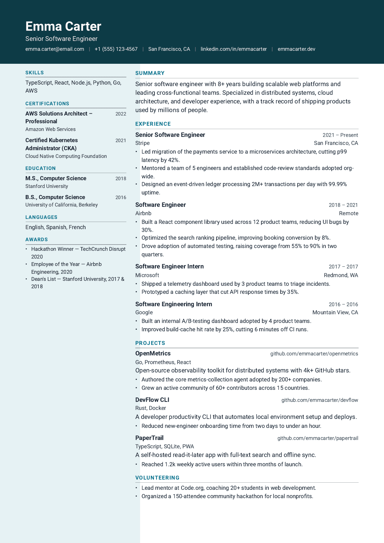 Harbor Master resume template