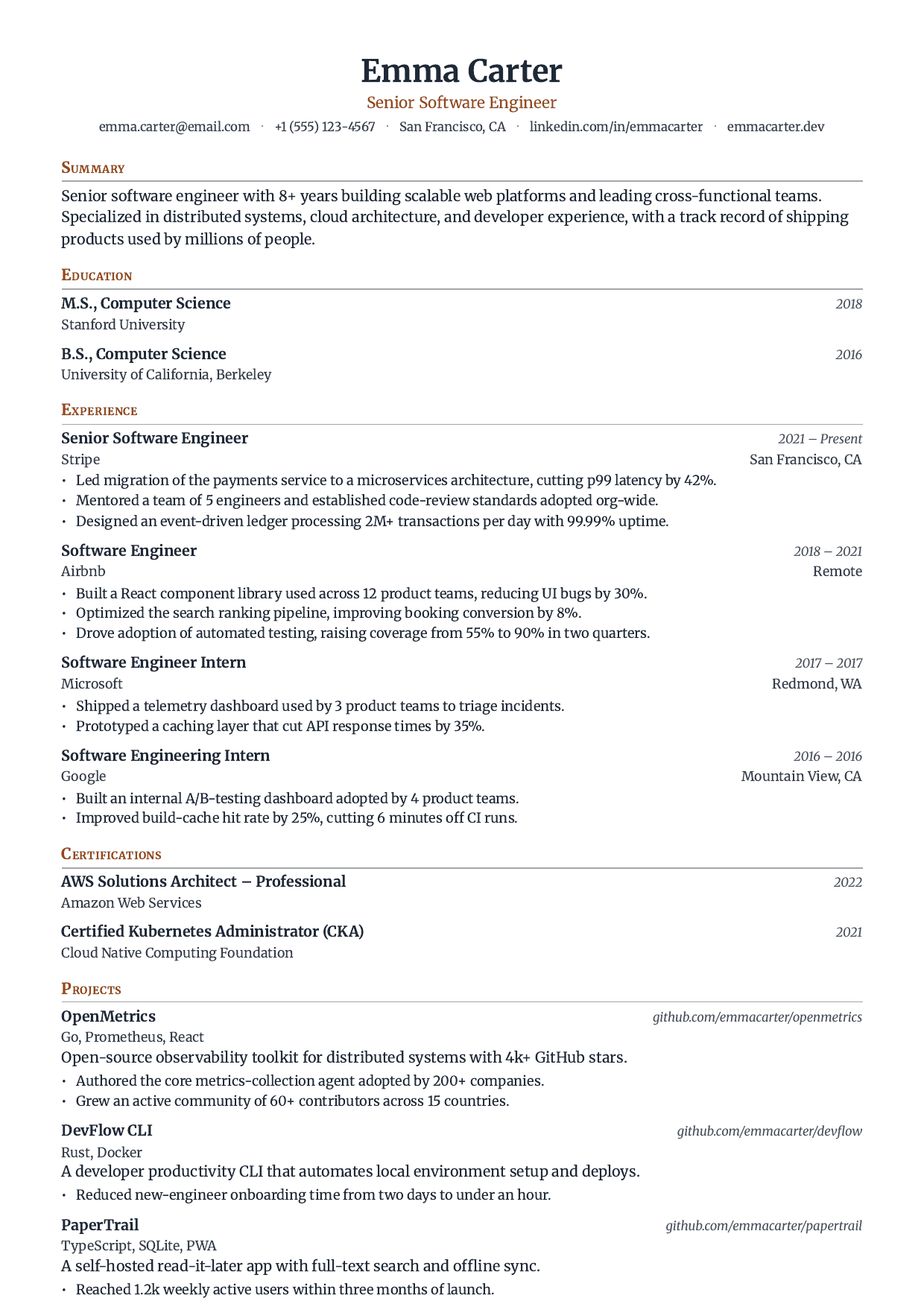 Heritage Oak resume template