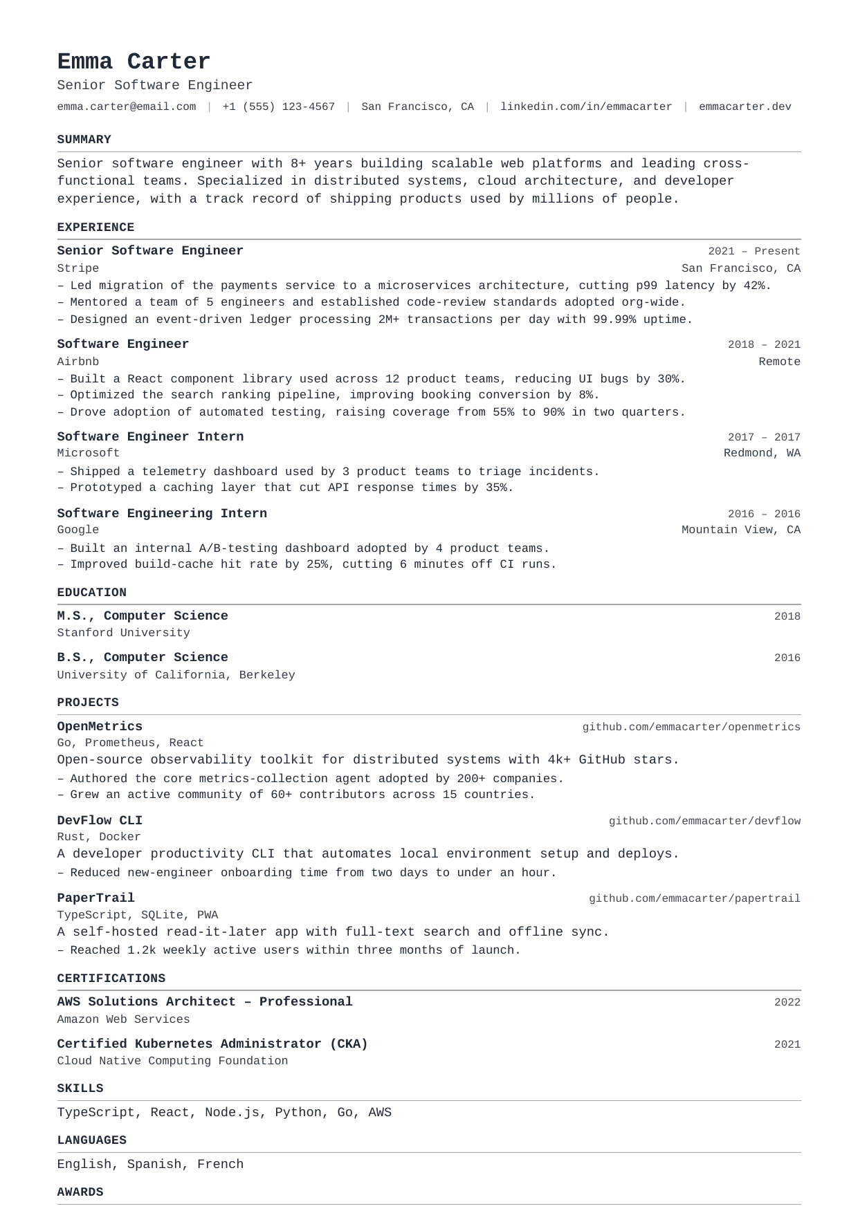 Hexdump resume template
