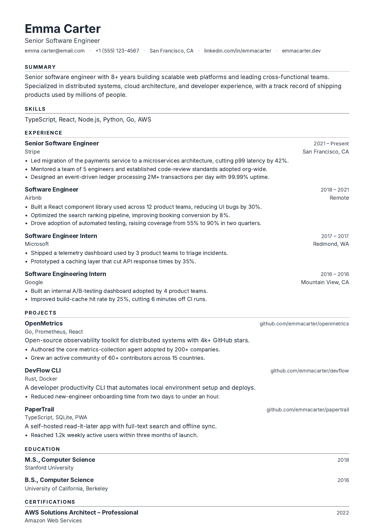 Inter Grid resume template