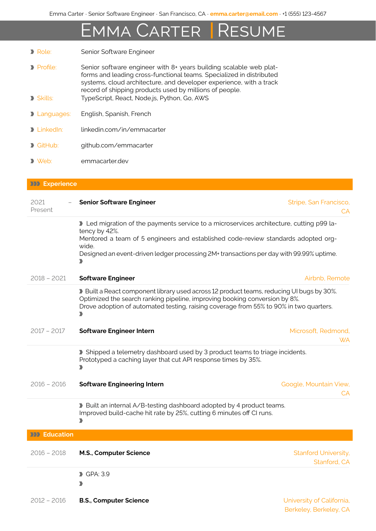 Video Editor resume template