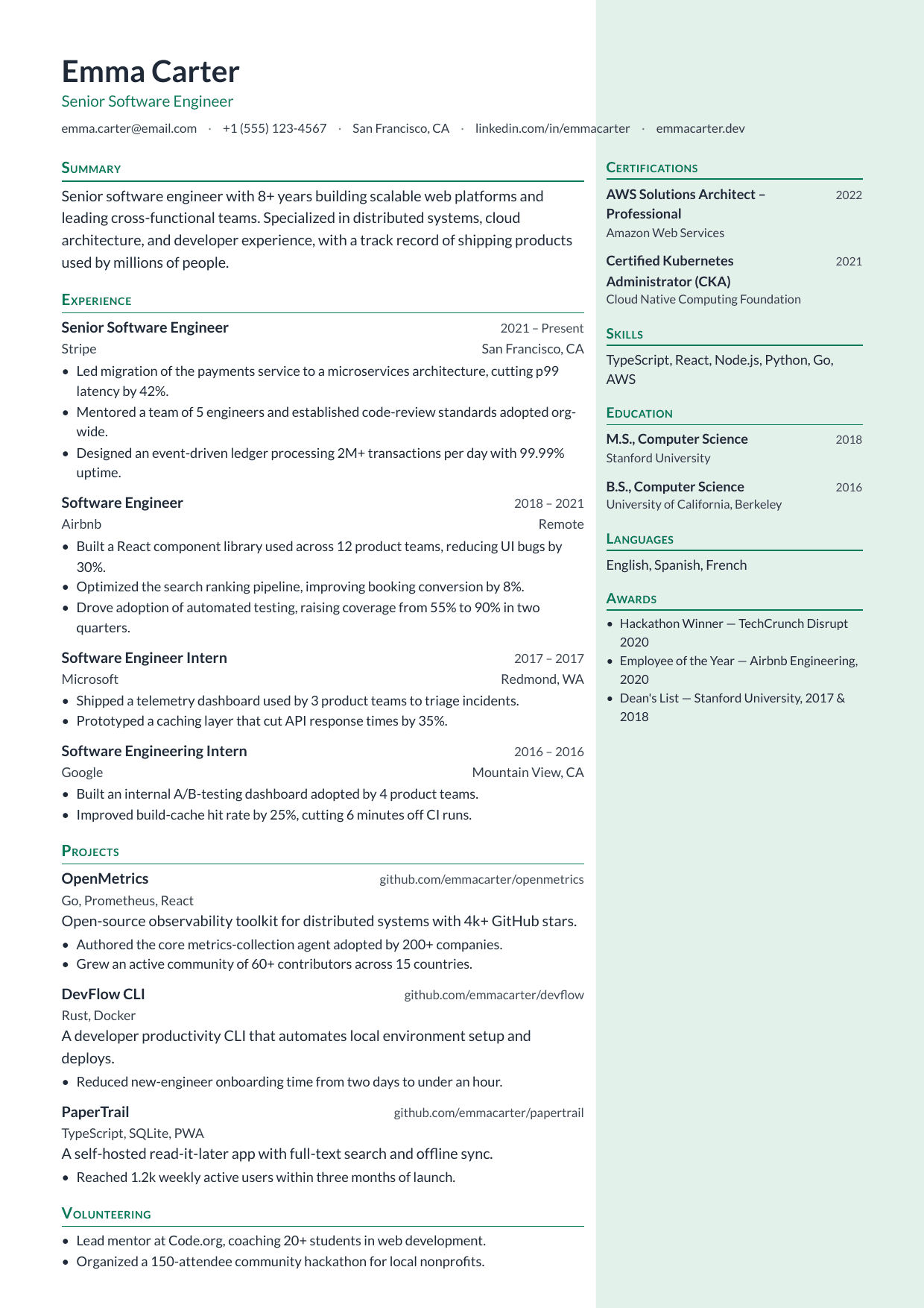 Juniper resume template