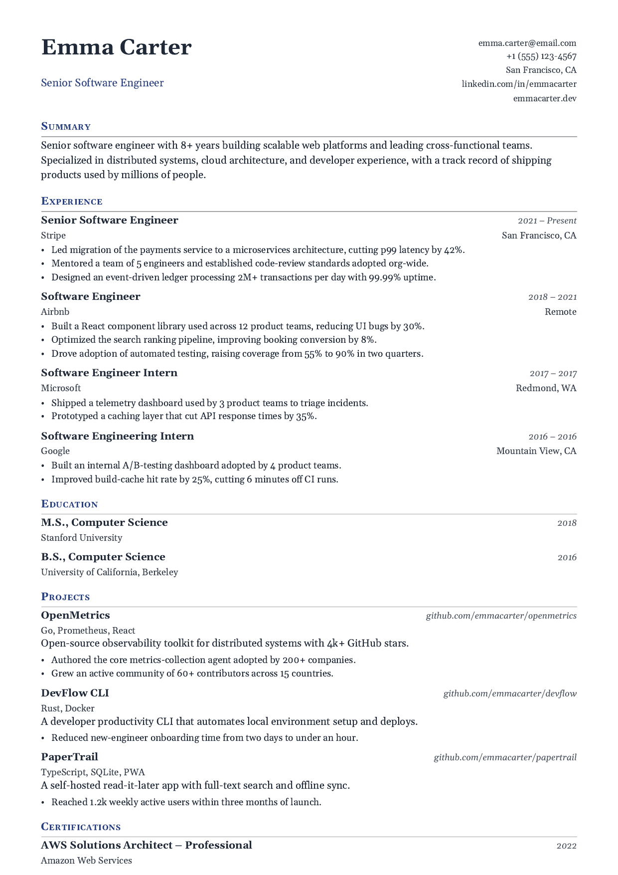 Keystone resume template