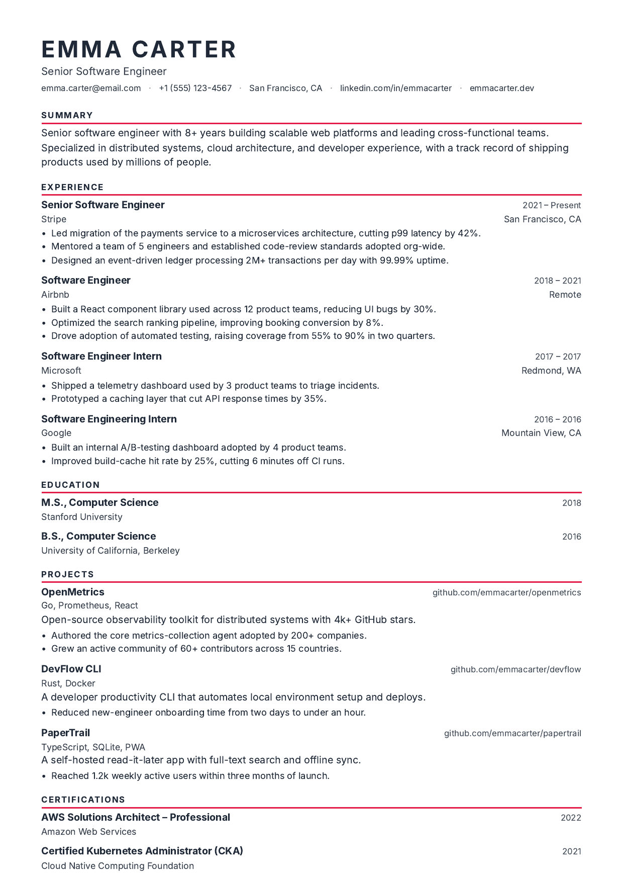 Kicker resume template
