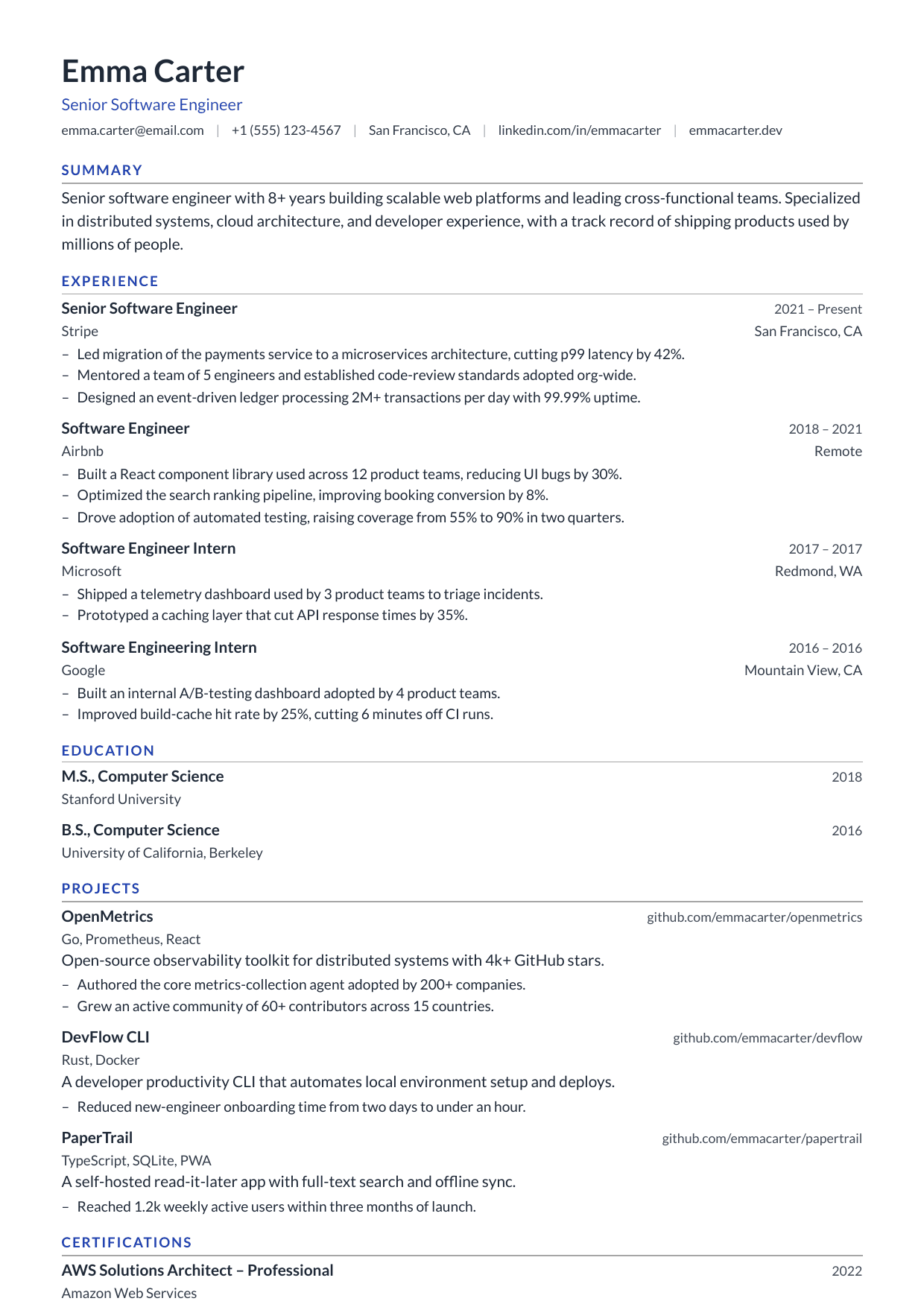 Current resume template