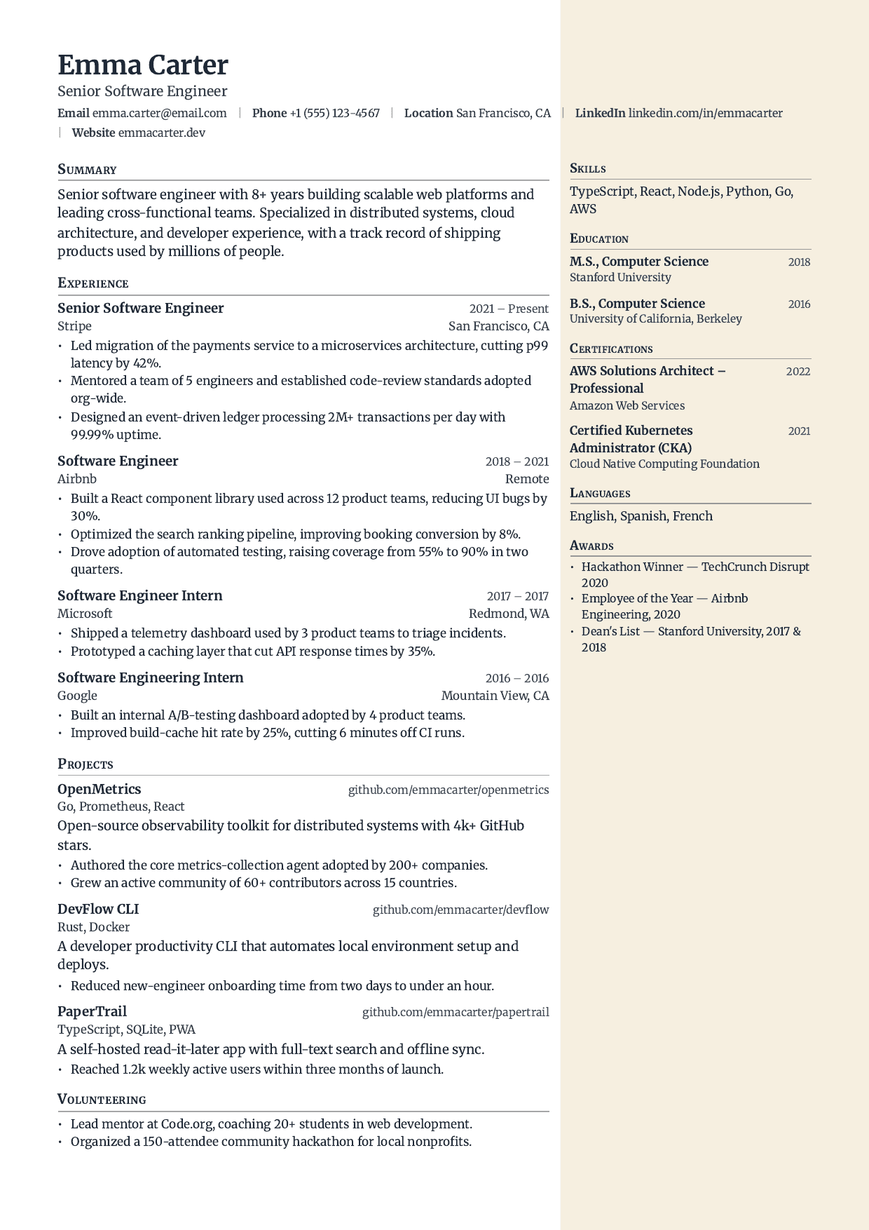 Ledger Right resume template
