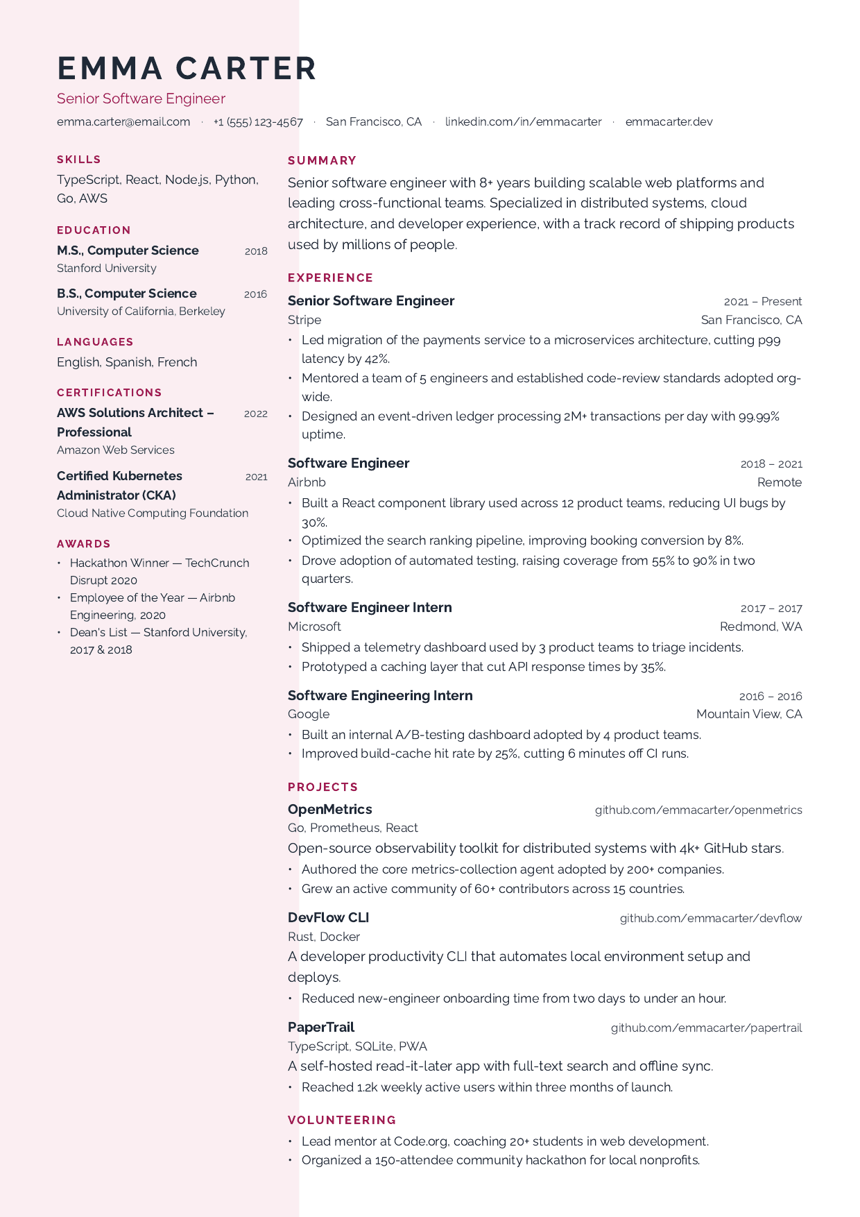 Lookbook resume template