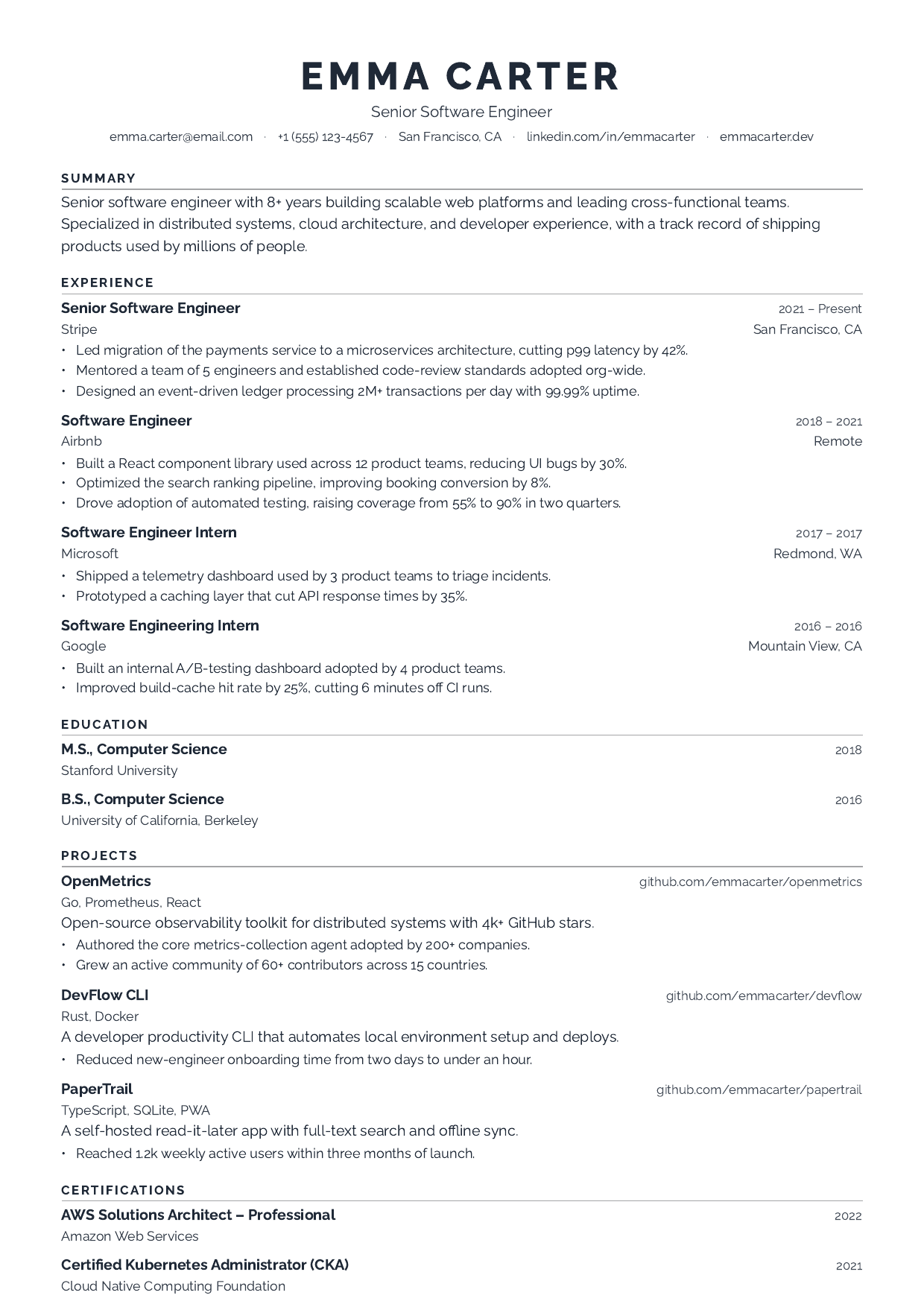 Masthead resume template