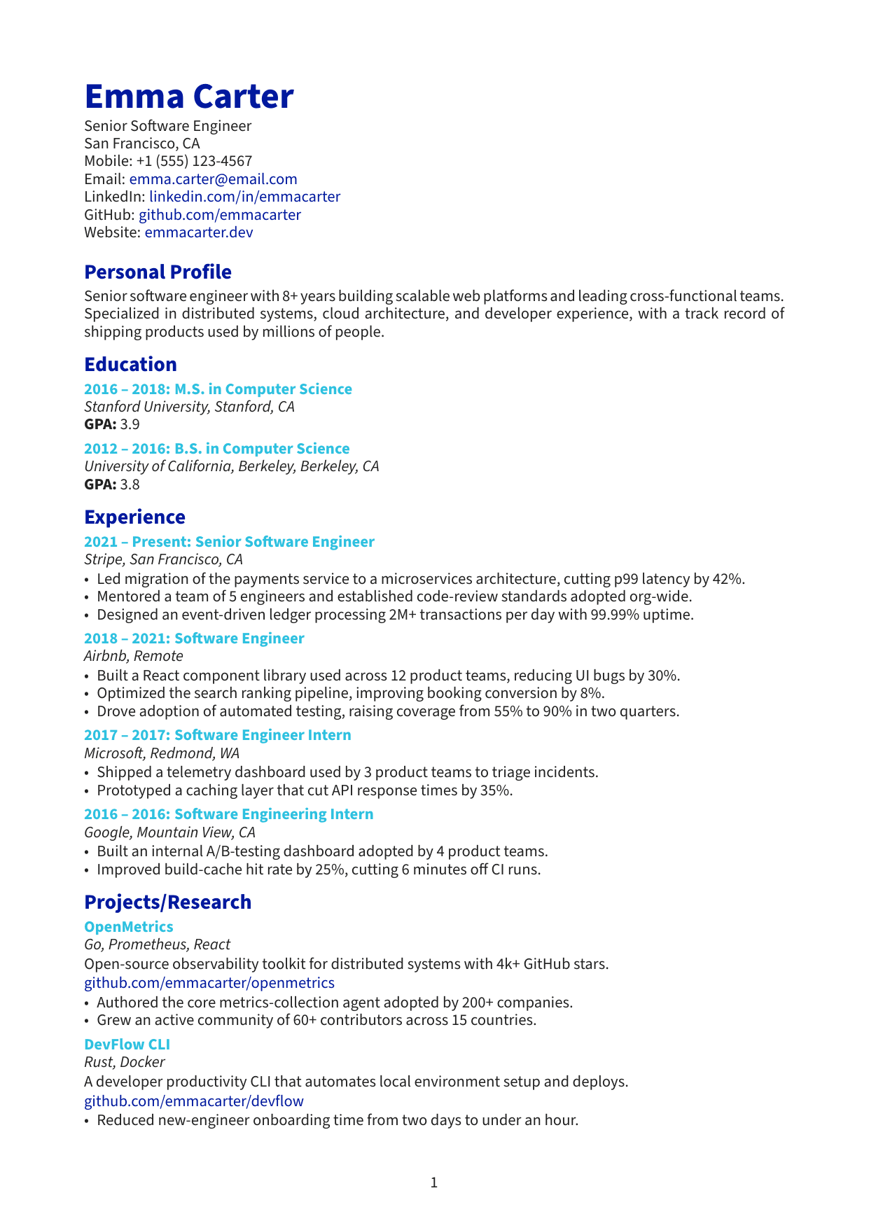 Senior Data Scientist resume template