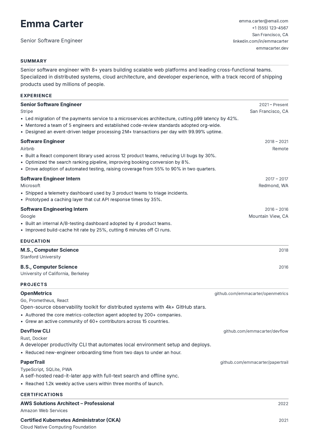 Meridian Desk resume template